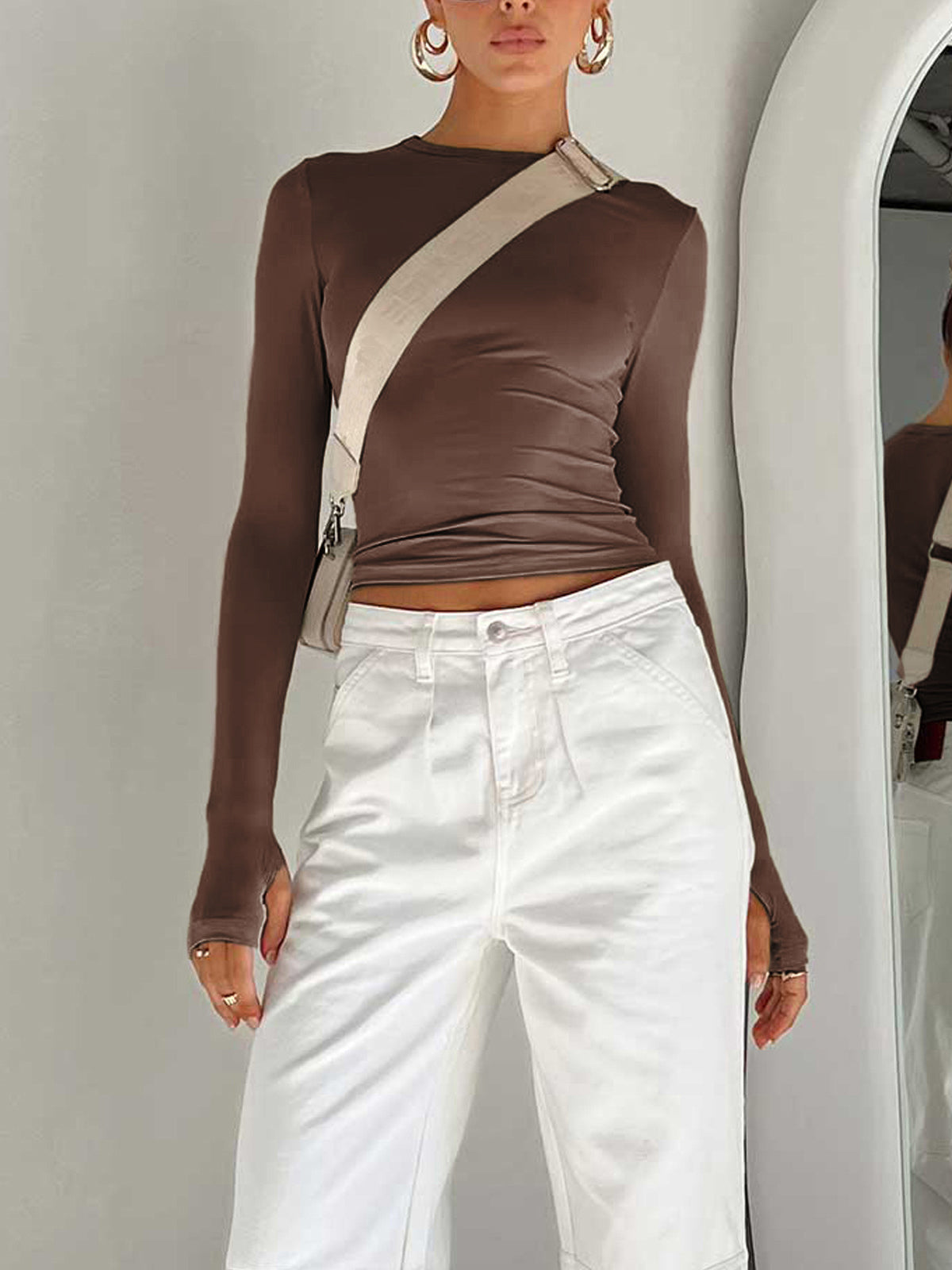 Semi-Sheer Long Sleeve Crop Top
