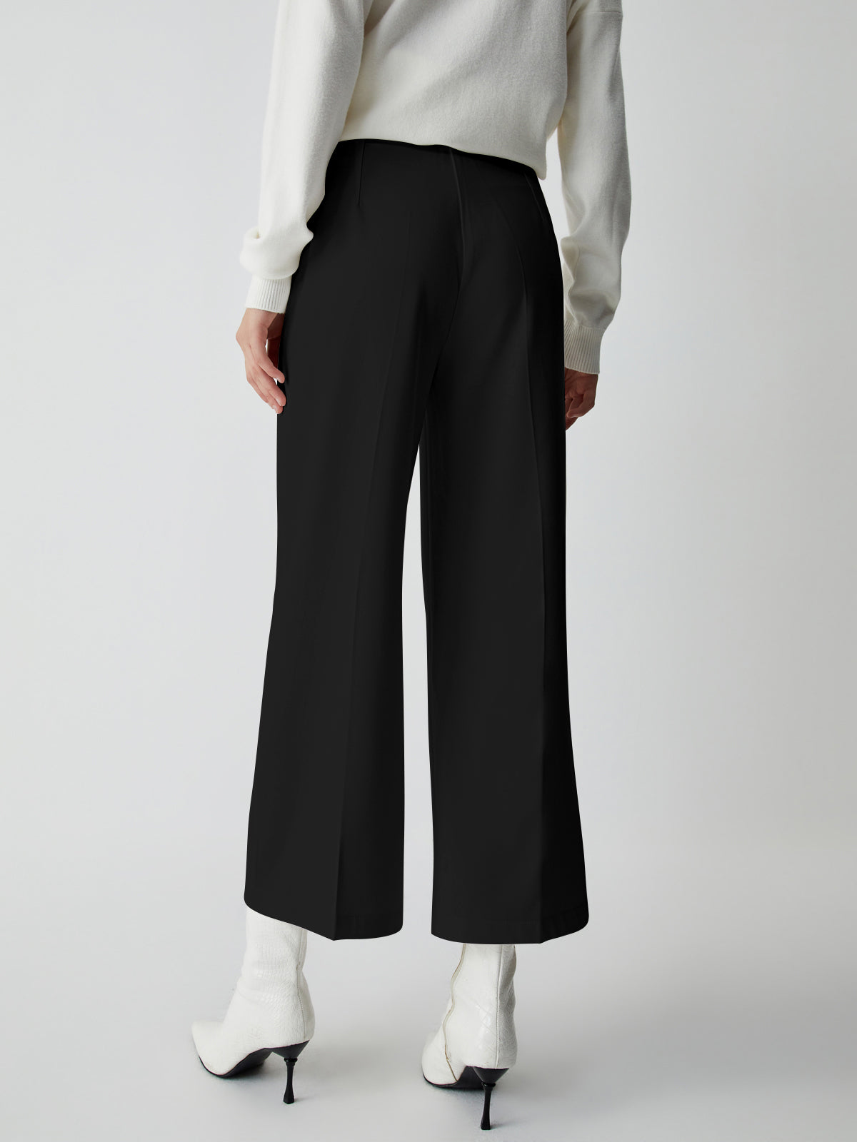 Semi-Sheer Wide Leg Culotte Pants