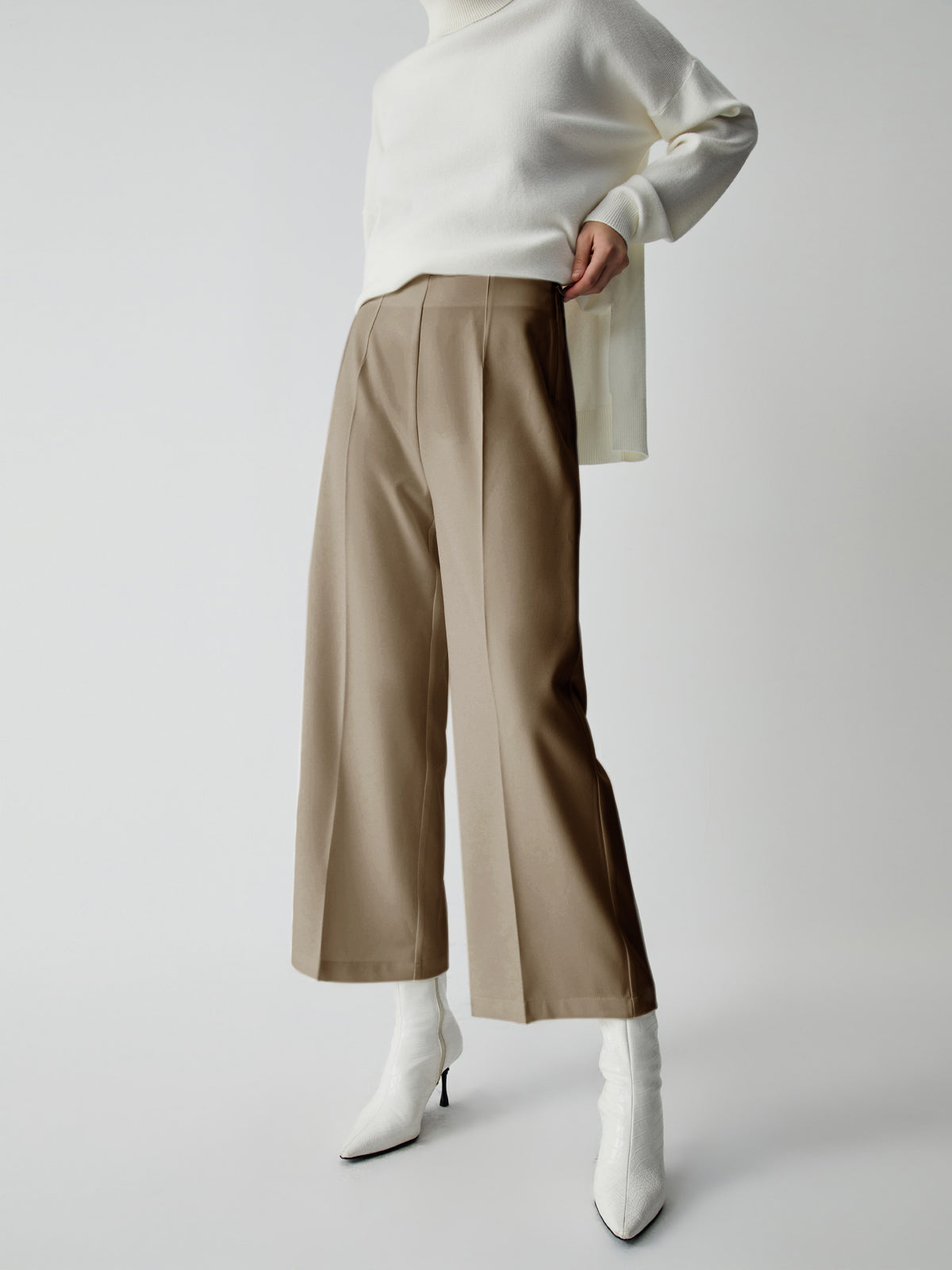 Semi-Sheer Wide Leg Culotte Pants