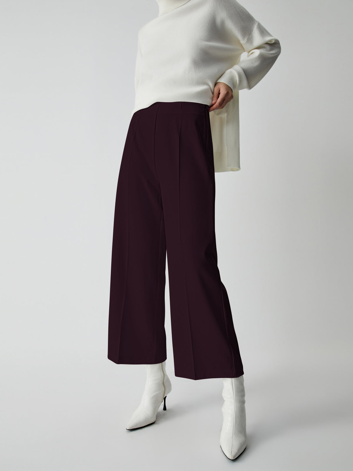 Semi-Sheer Wide Leg Culotte Pants