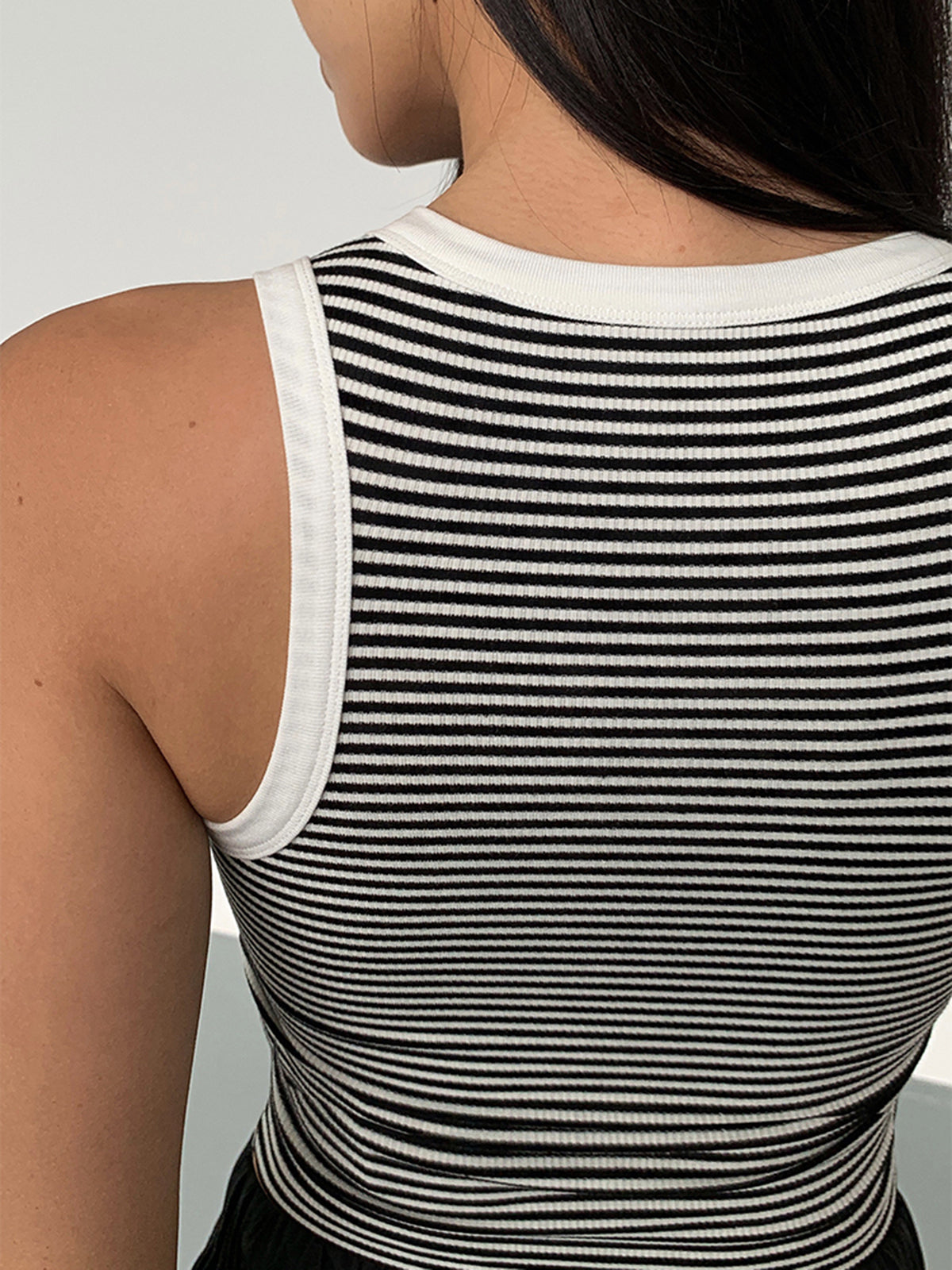 Stripete rund hals tanktopp