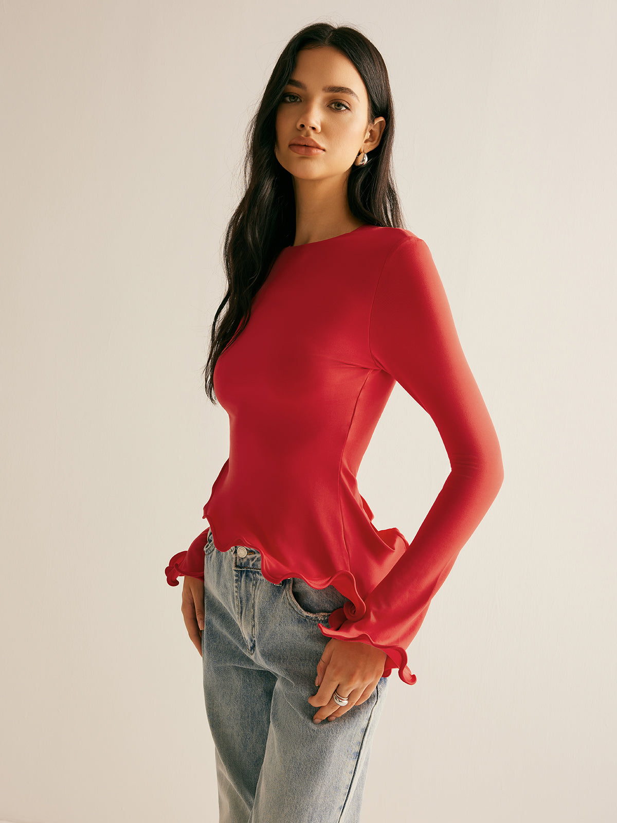 Asymmetrisk t-shirt med vågmönster