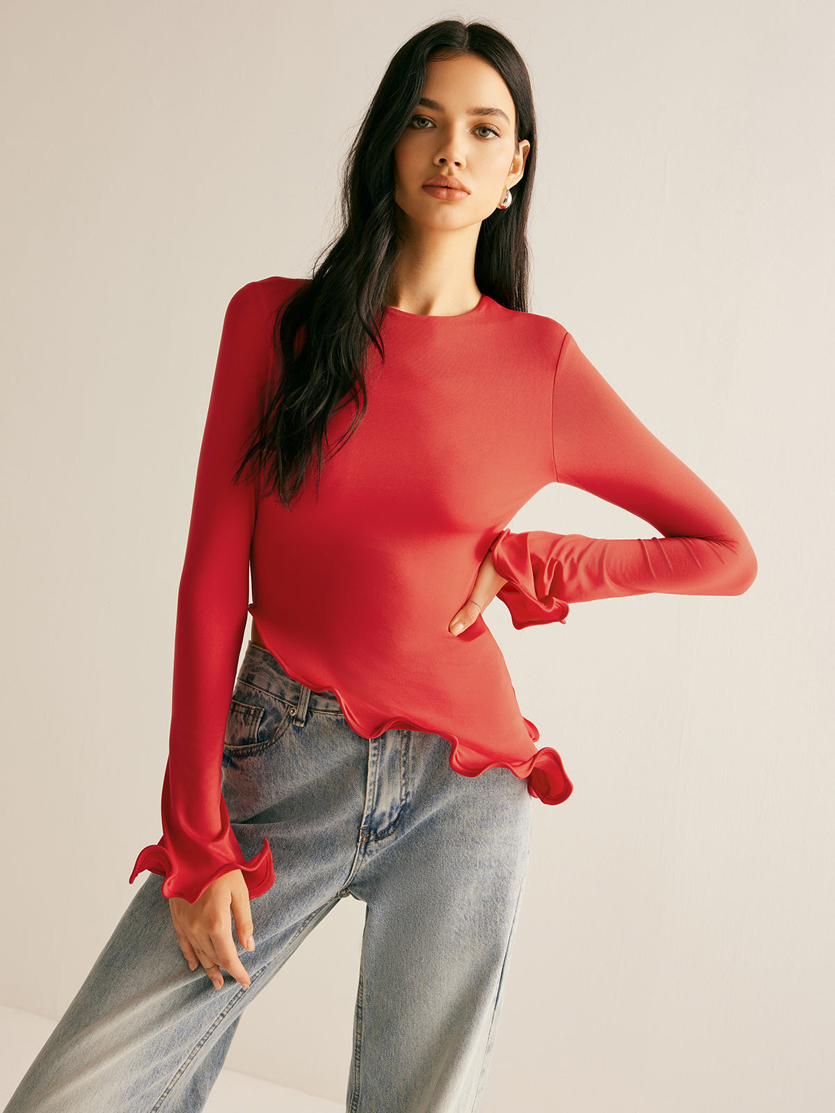 Asymmetrisk t-shirt med vågmönster