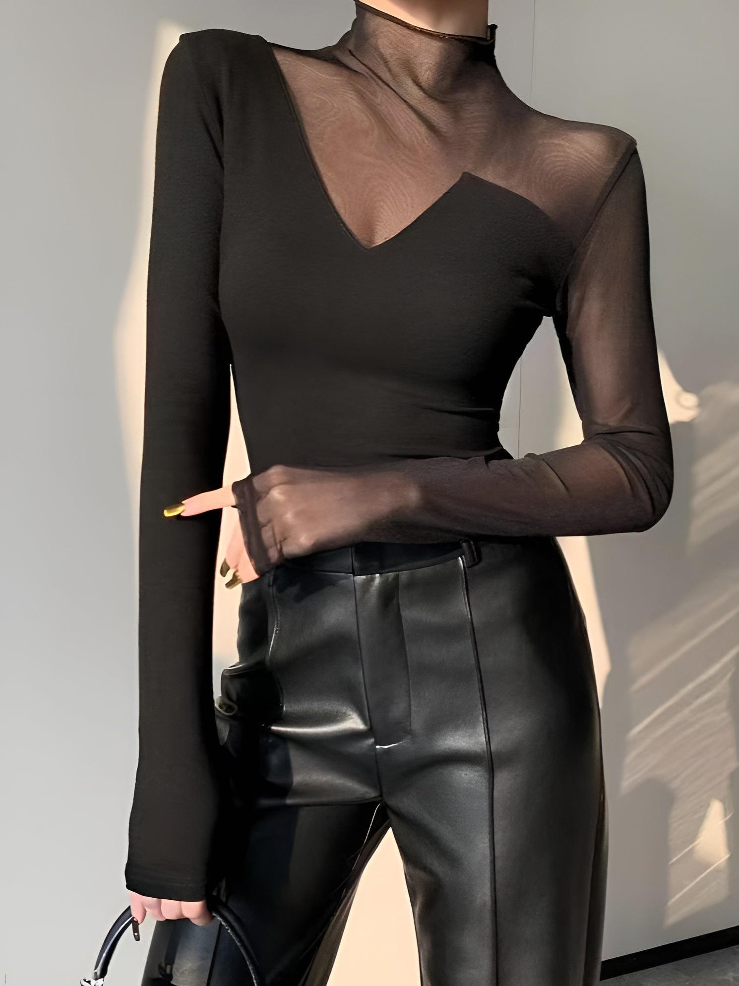Asymmetrisk t-shirt med skir meshpanel