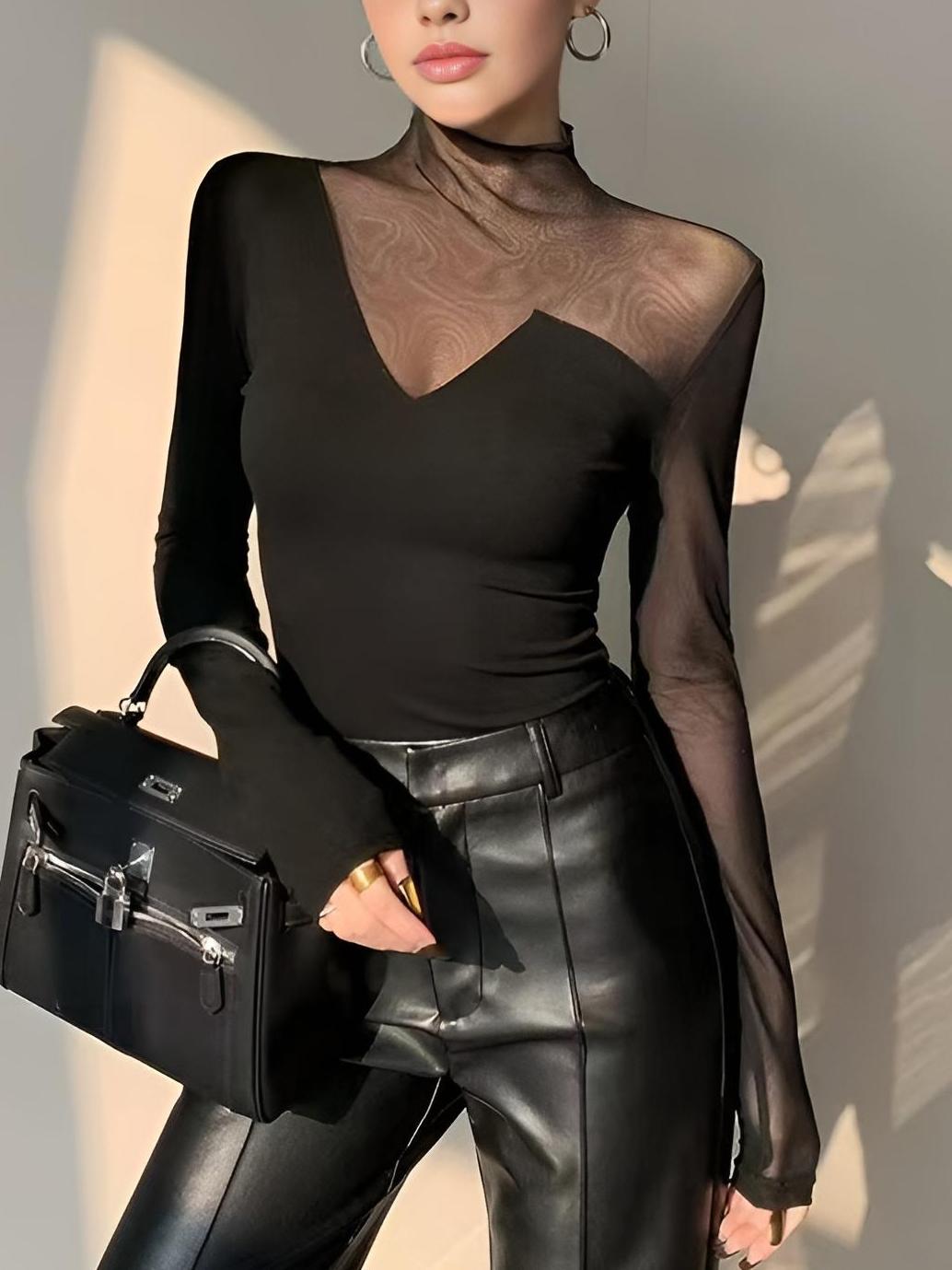 Asymmetrisk t-shirt med skir meshpanel