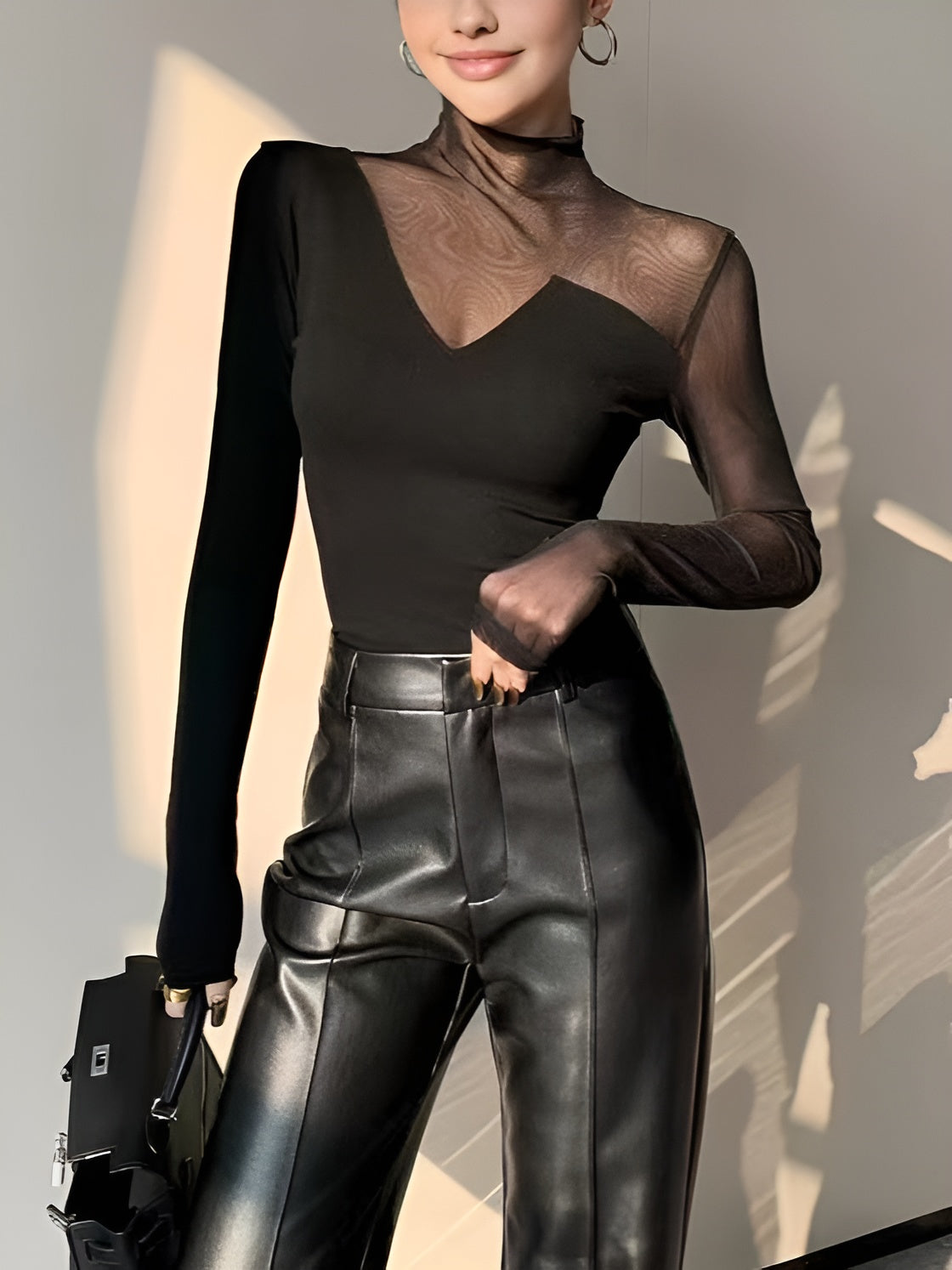 Asymmetrisk t-shirt med skir meshpanel