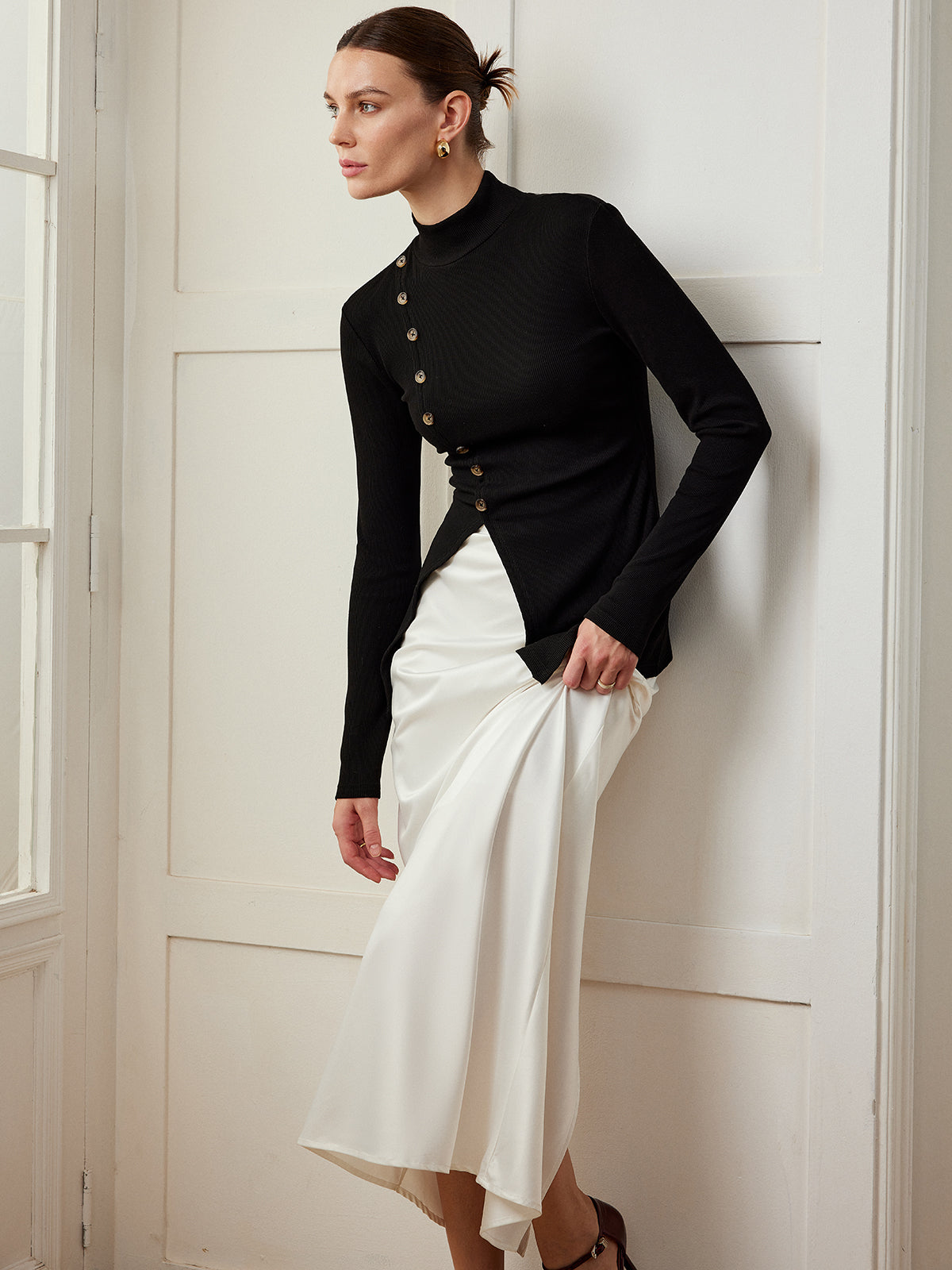 Knappesplitt Skinny T-skjorte