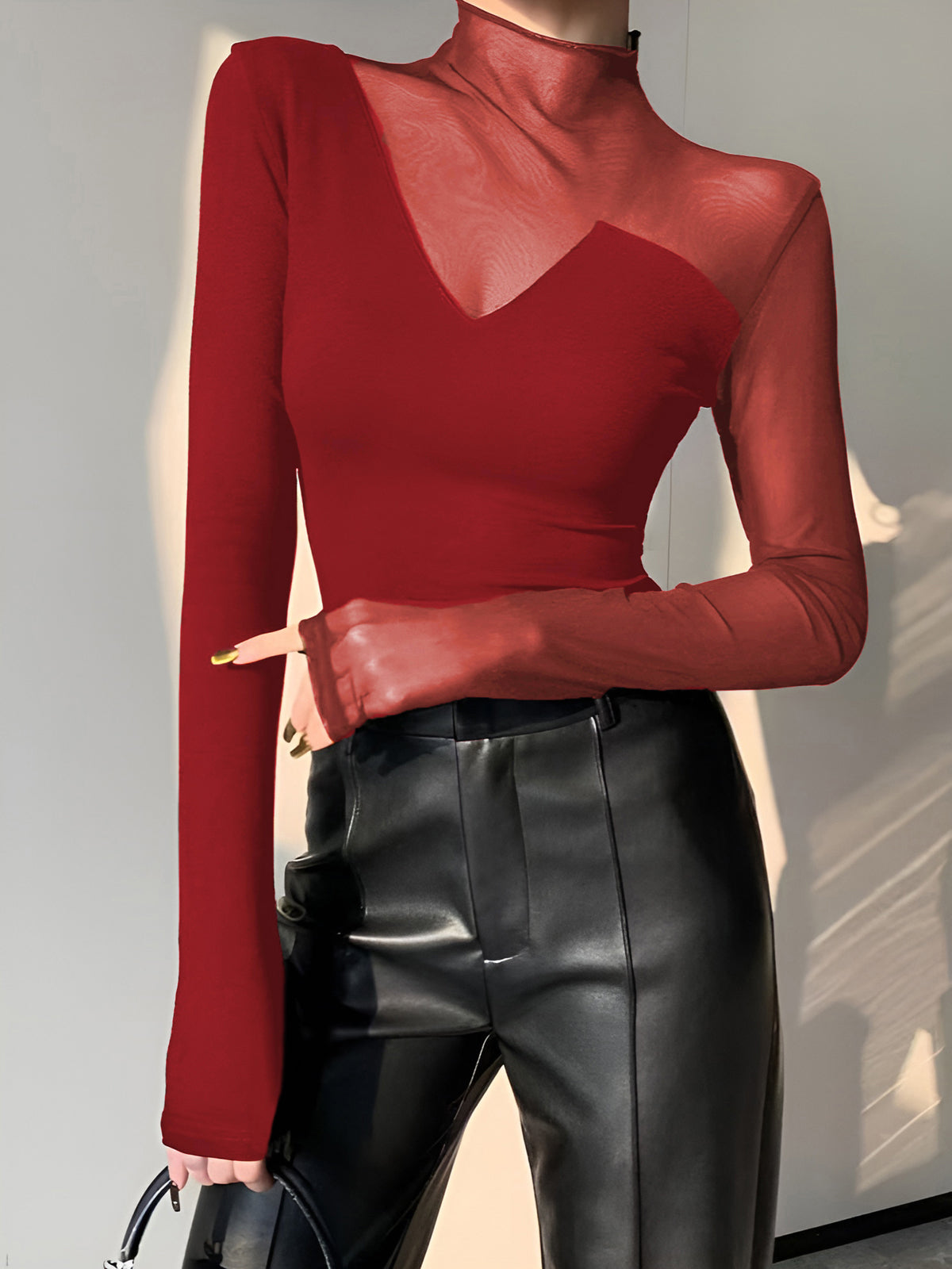 Asymmetrisk t-shirt med skir meshpanel