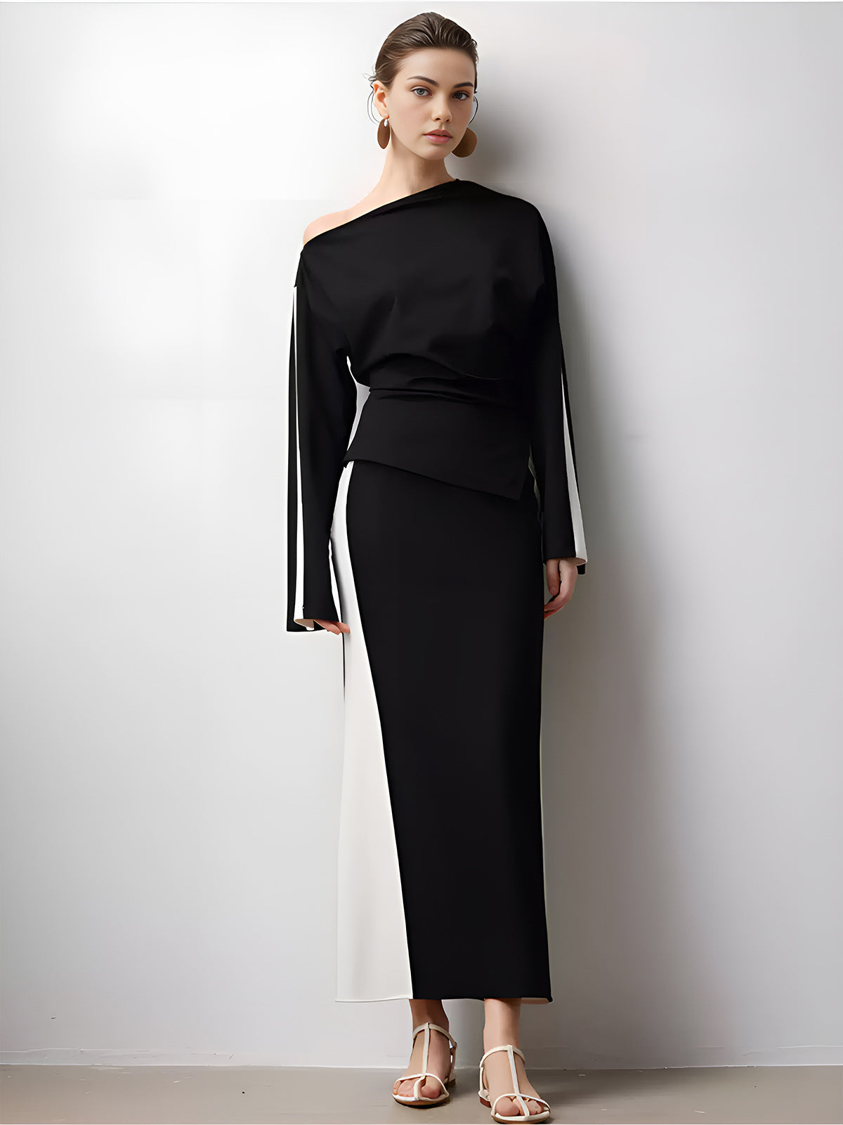 Asymmetrisk jersey-t-skjorte med fargeblokker