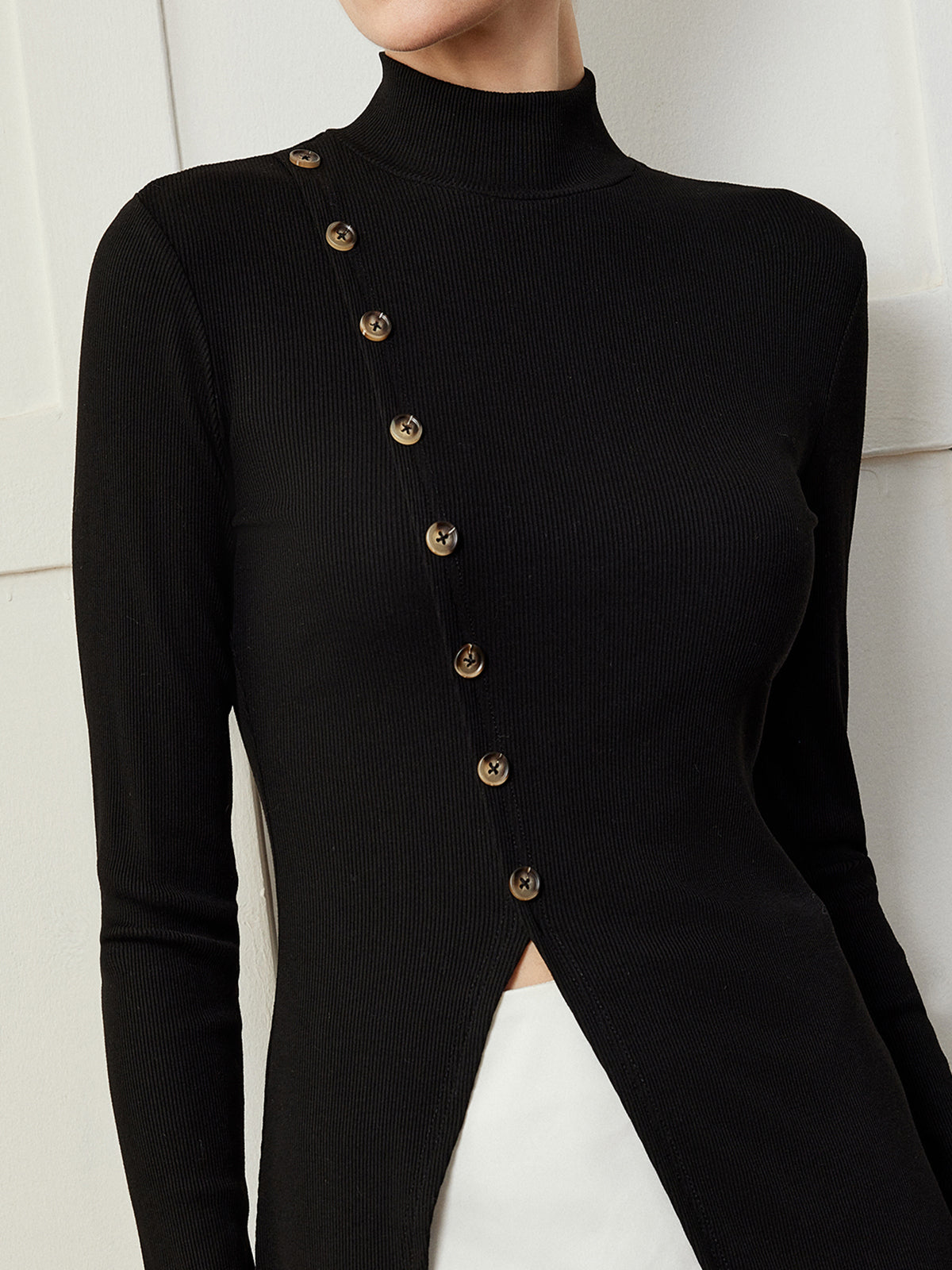 Knappesplitt Skinny T-skjorte
