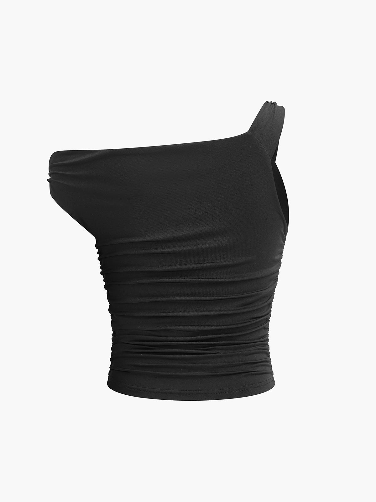 Asymmetrisk plissert t-skjorte med krage