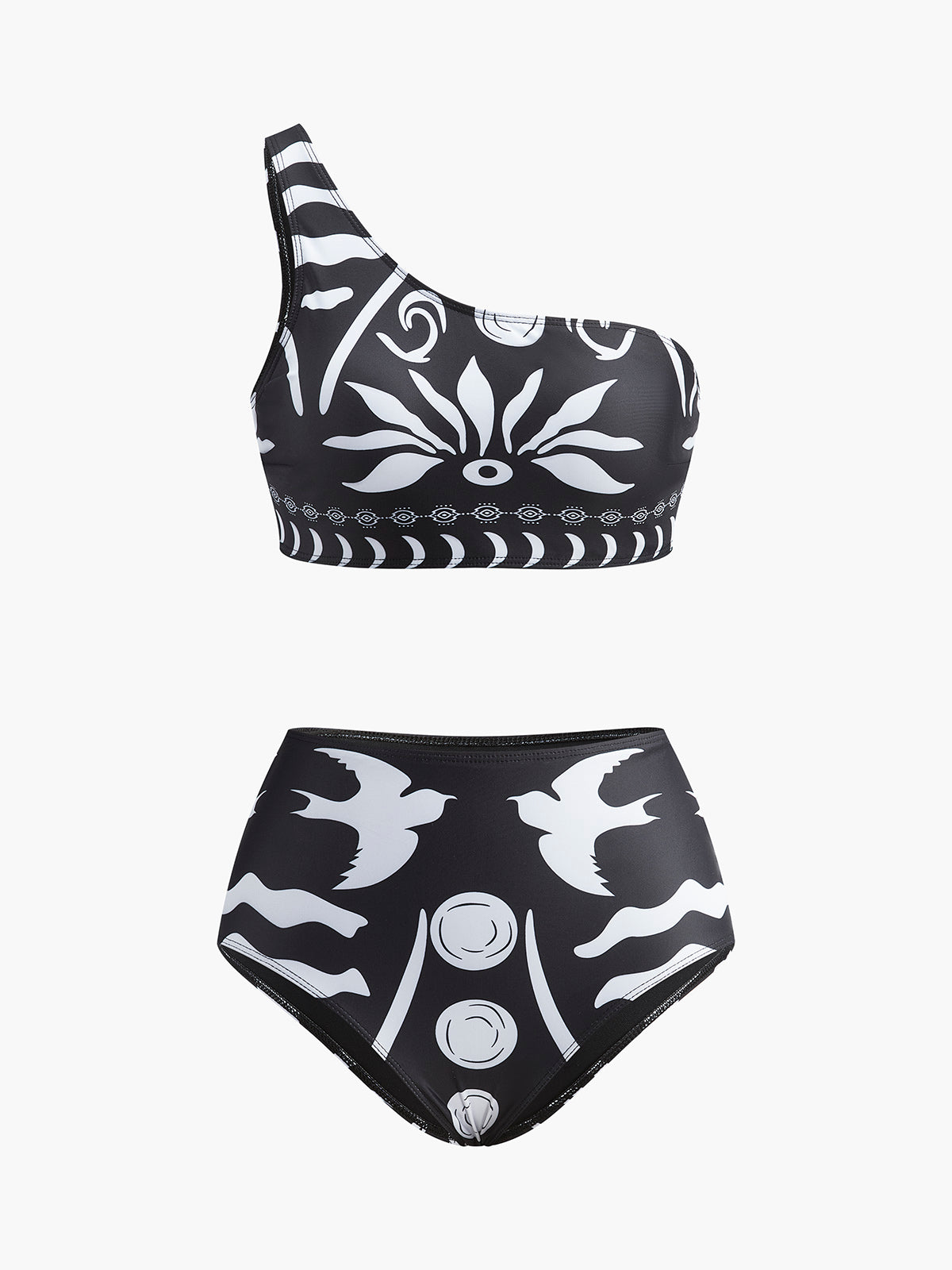 Bikiniset med tribaltryck och enaxlad passform