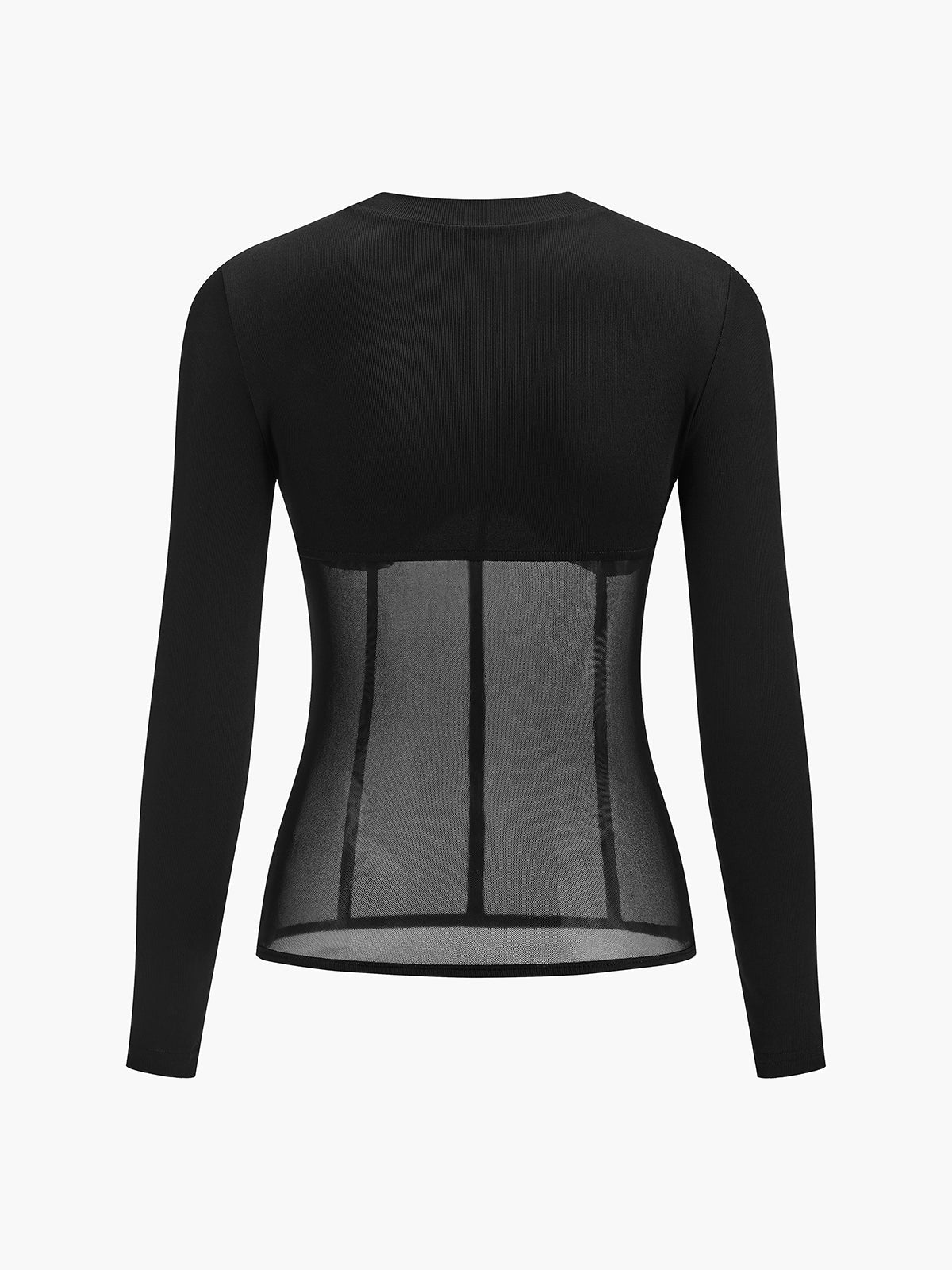 Långärmad topp i transparent mesh-mönster