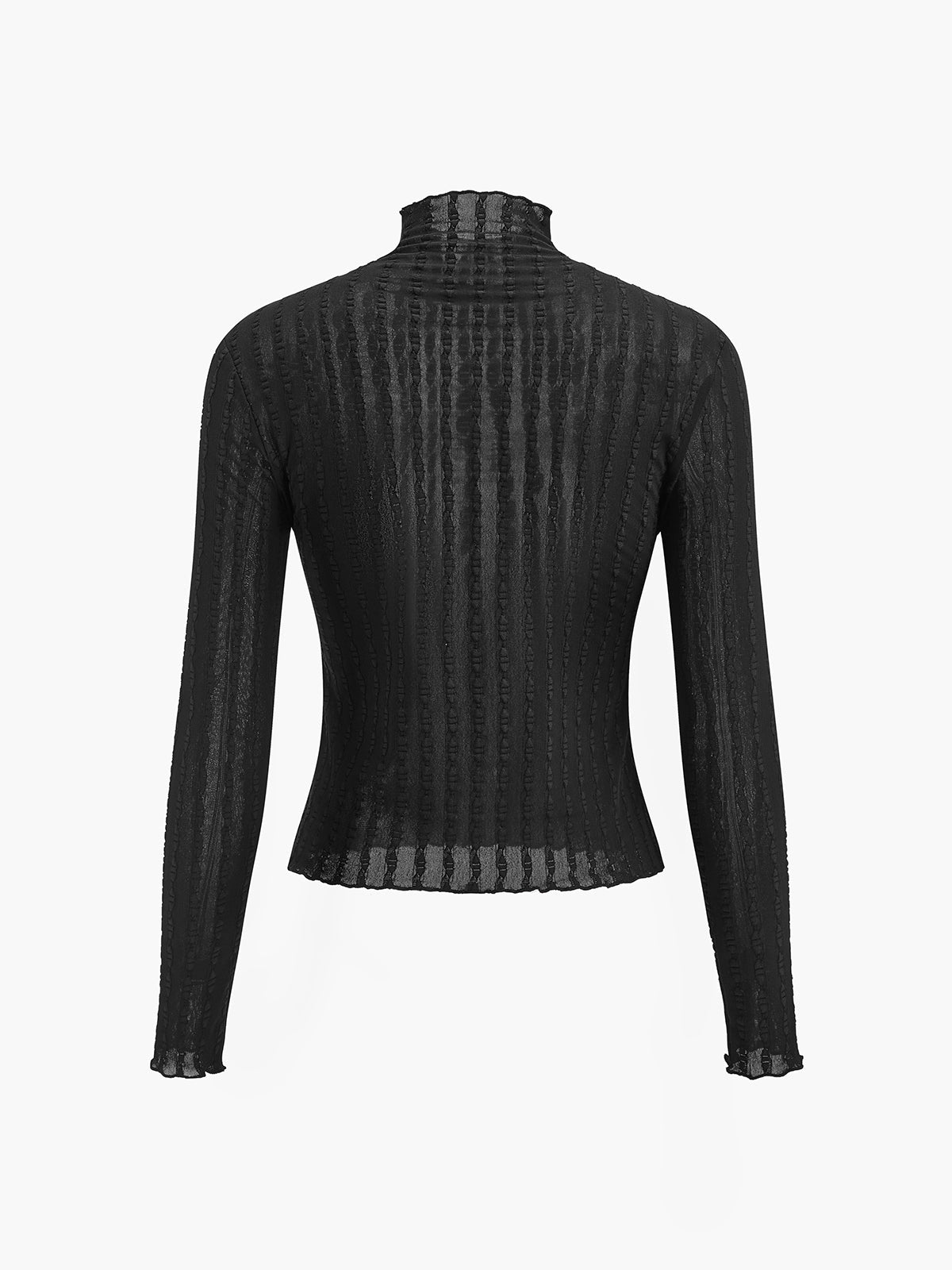 Halvtransparent smal t-shirt med hög halsringning
