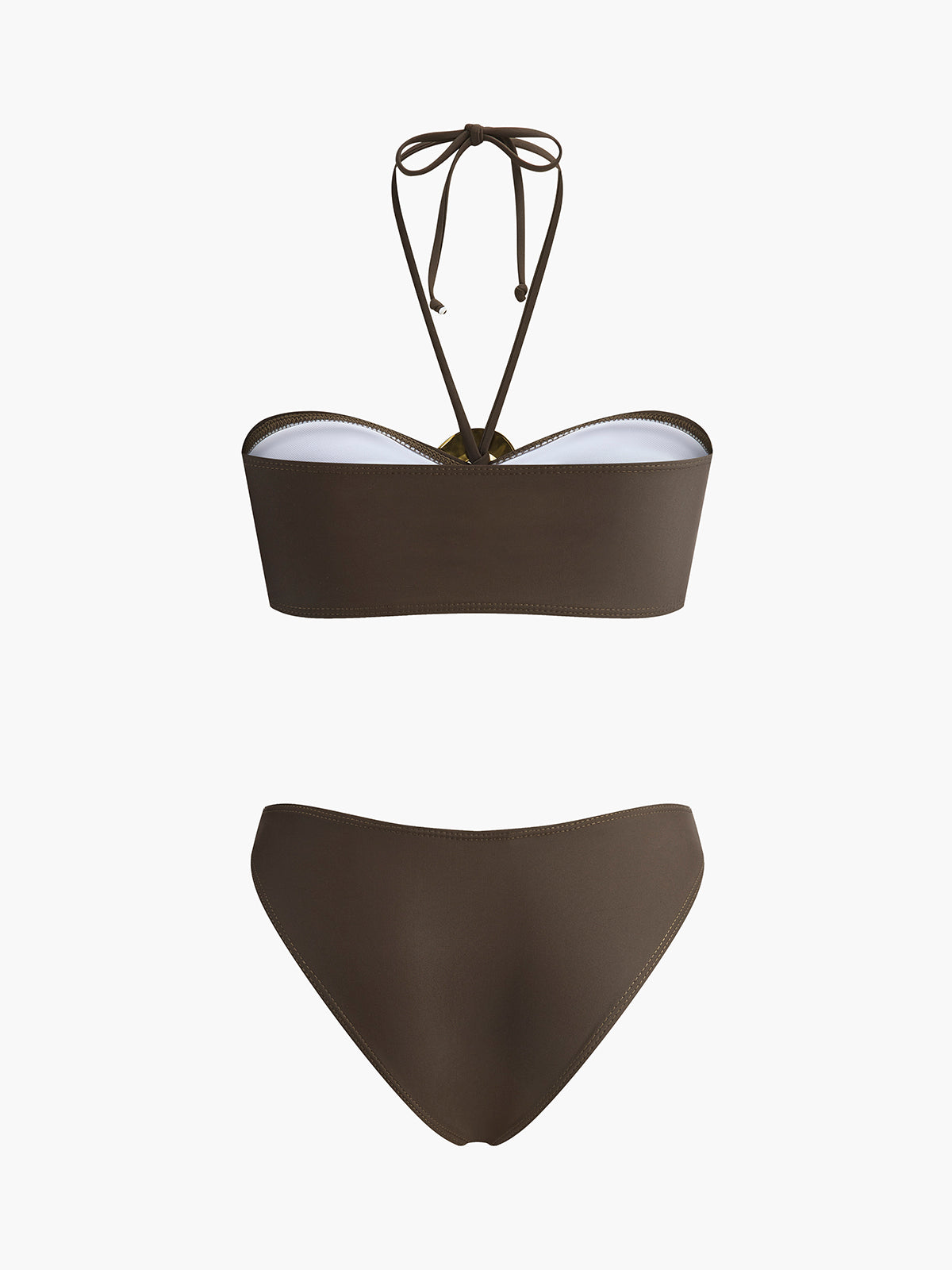 Oval ringdetalj bandeau-bikinisett med drapert skjørt