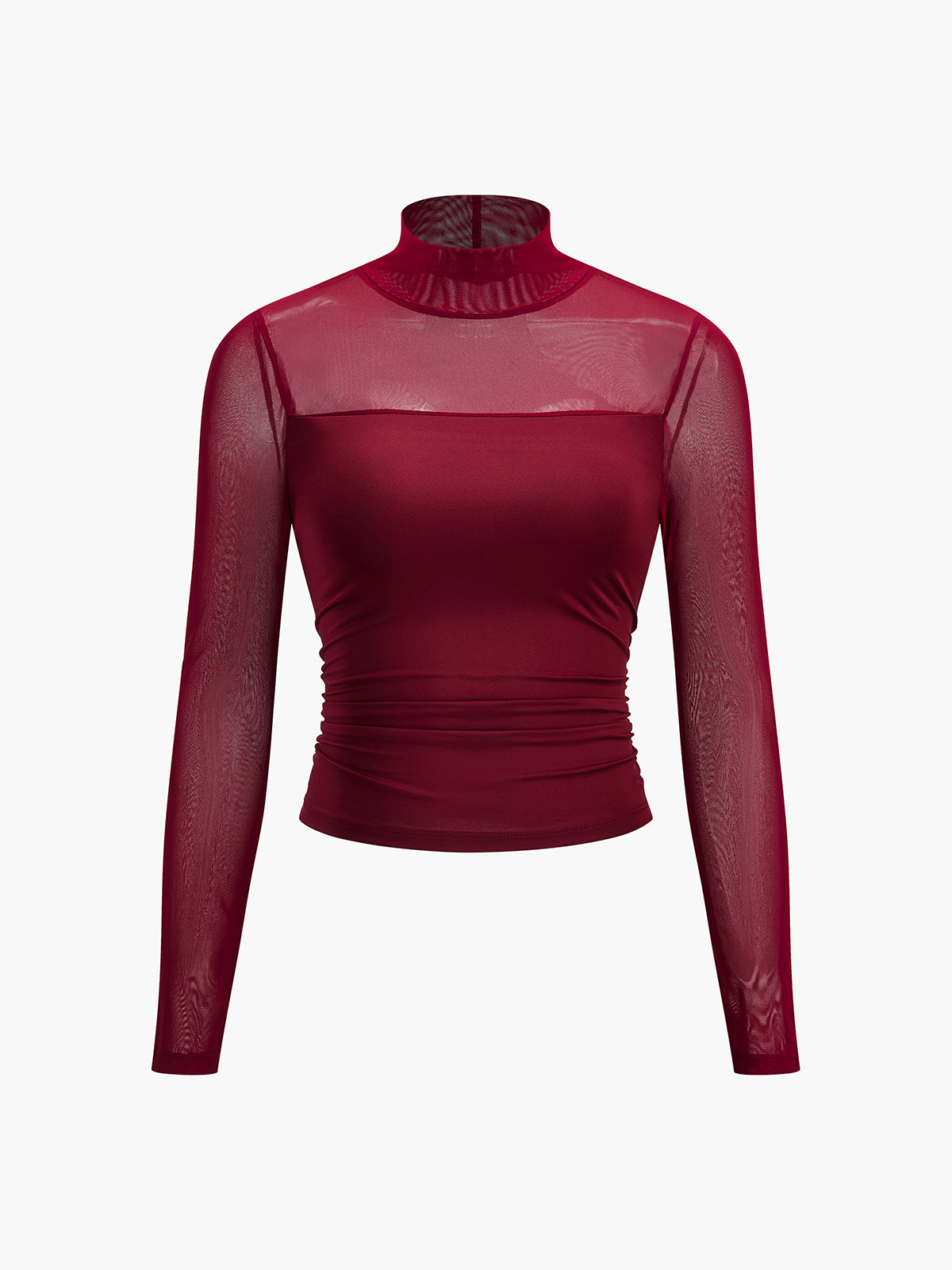 Plisserad t-shirt med genomskinlig panel