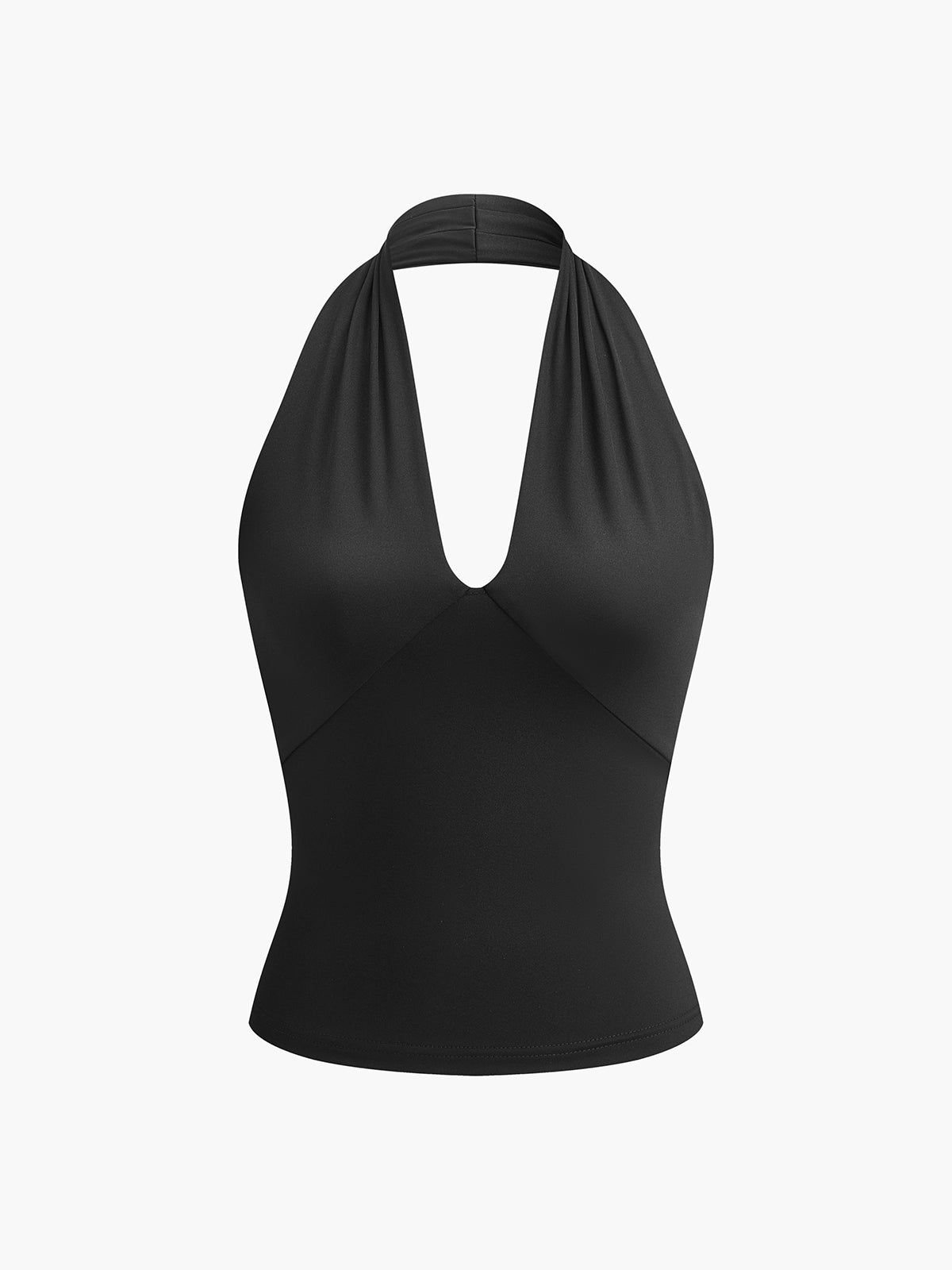 V-hals halterneck tanktopp med åpen rygg