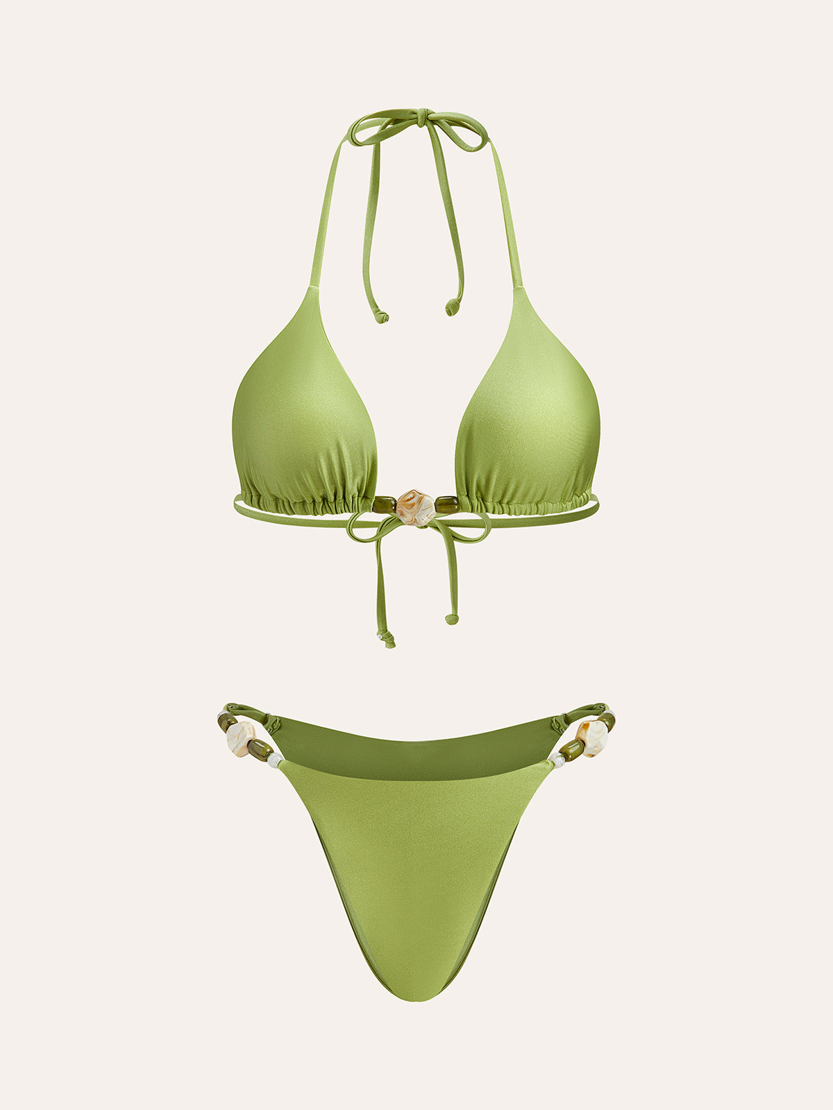 Bikinisett med stropper og rysjedetaljer