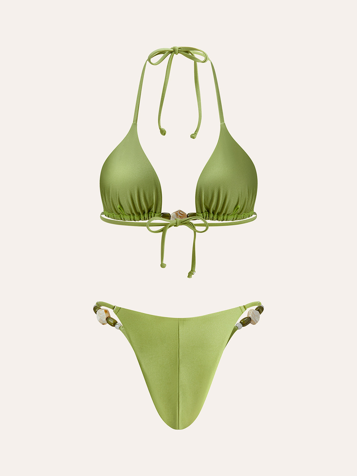 Bikinisett med stropper og rysjedetaljer