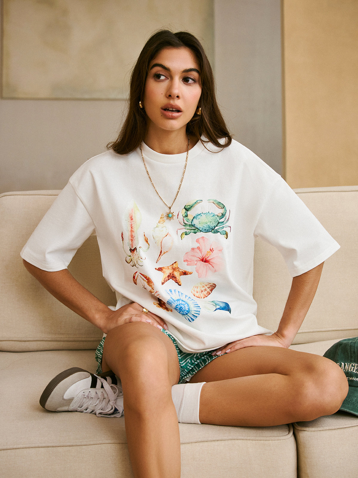 T-shirt med bohemiskt tryck