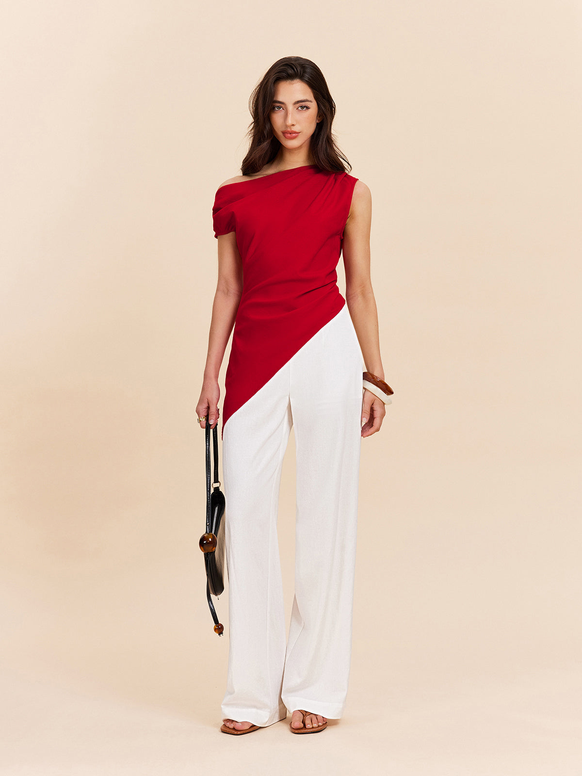 Cotton & Linen Semi-Sheer High-Waist Pants
