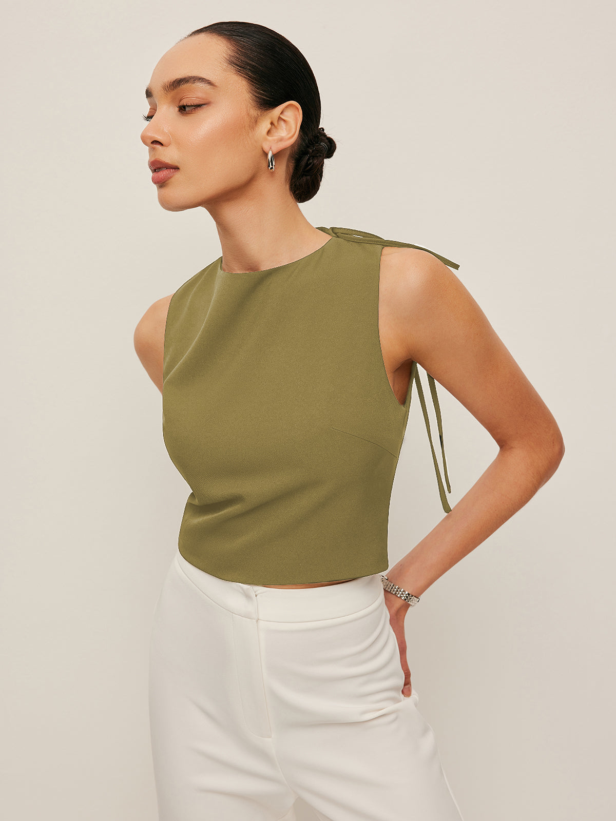 Asymmetrical Open-Back Tie Top