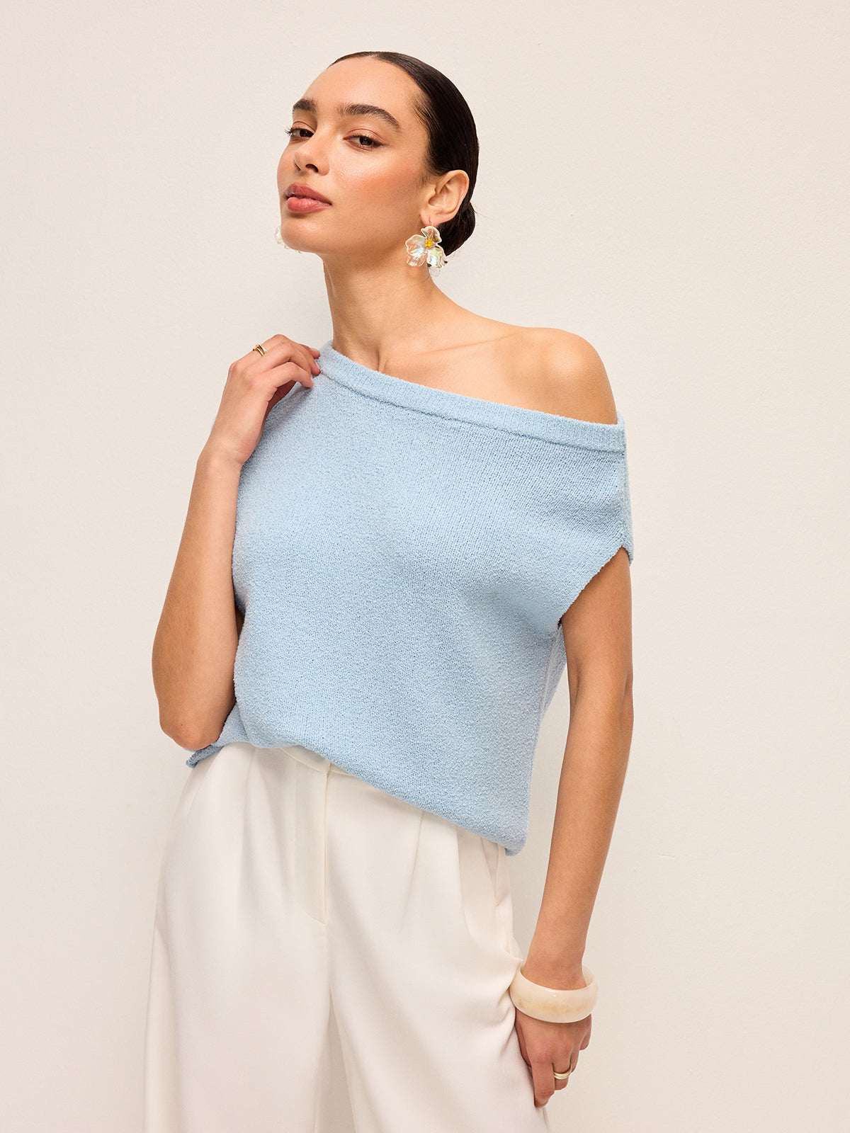Cotton Off-Shoulder Knit Top