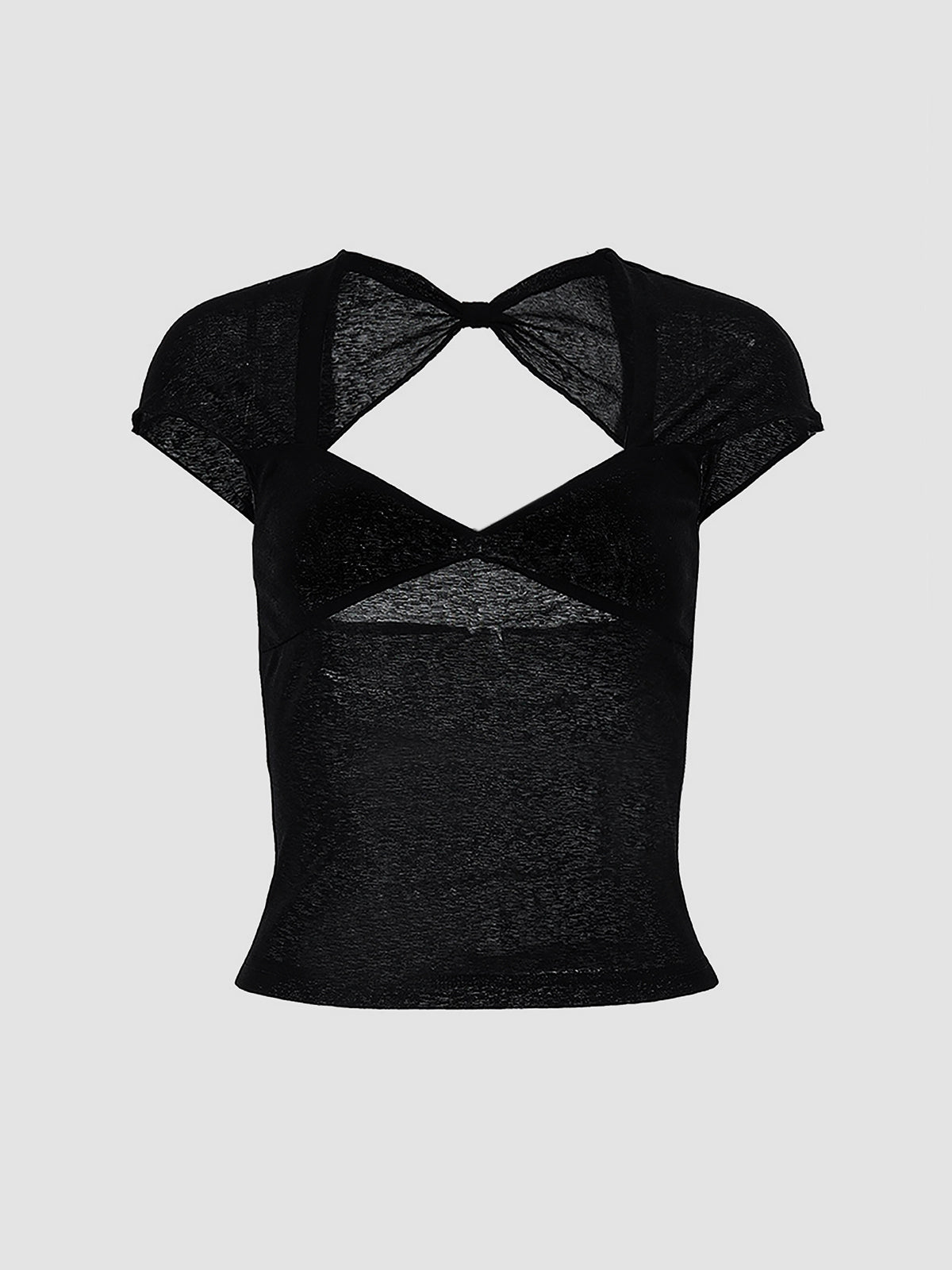 Halvtransparent mesh-t-skjorte med åpen rygg 