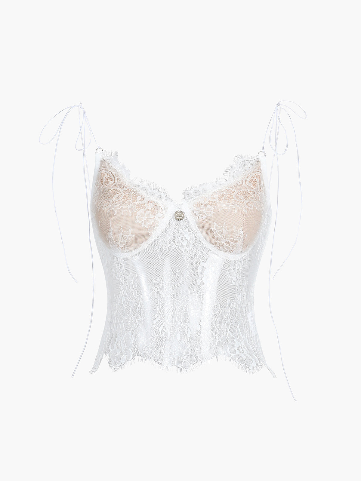 Transparent, blommig spetsklänning med knytband och crop top 