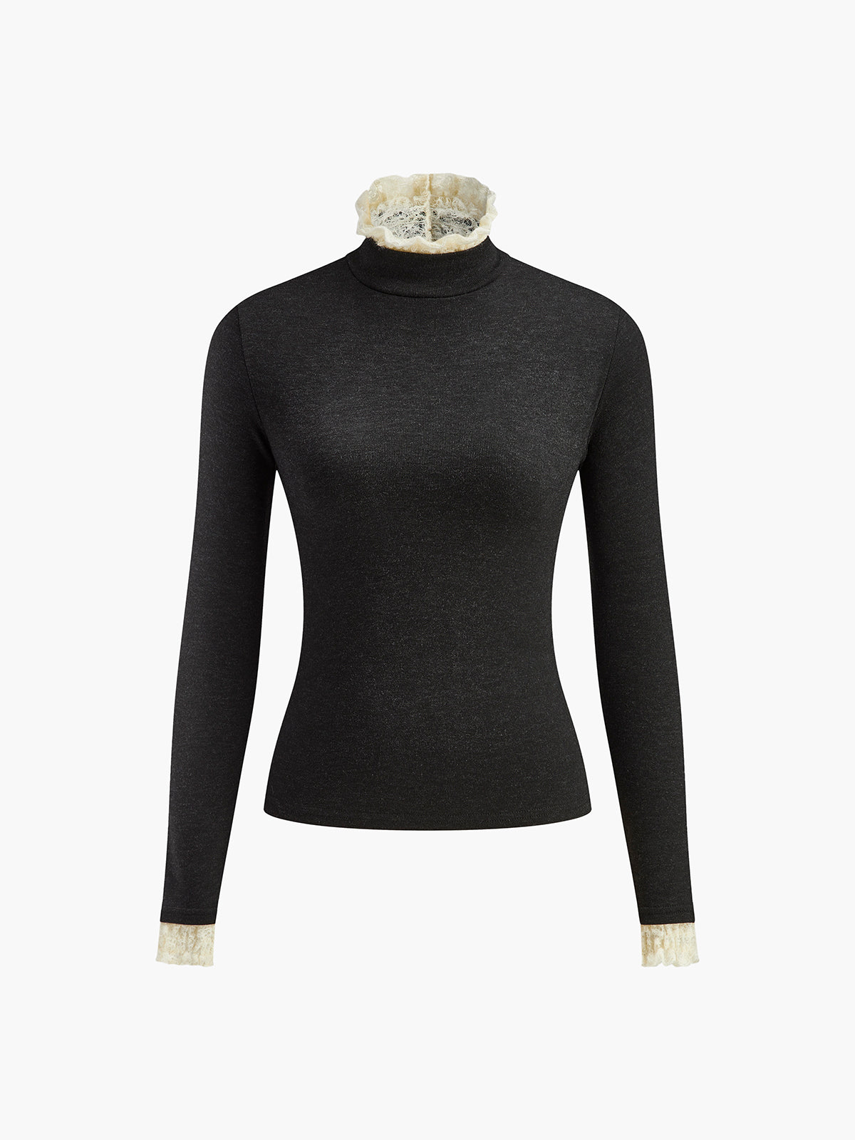 Elegant jerseytopp med kontrastdetaljer 