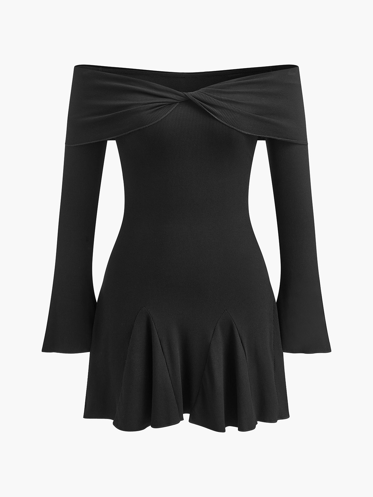 Off-Shoulder Flowy Strikkekjole 