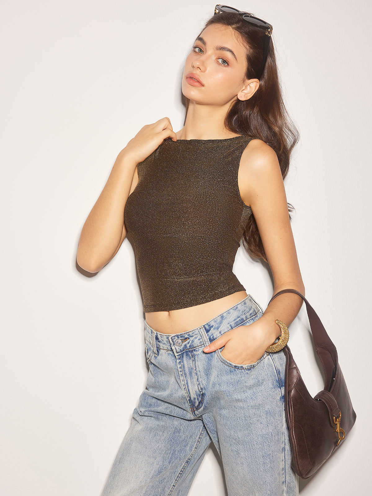 Elegant, vrang, avskåret tanktopp 