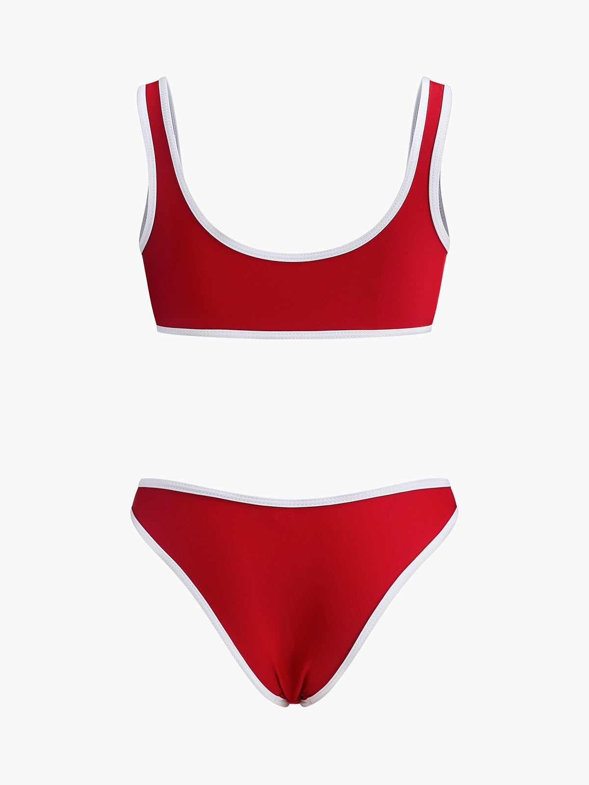 Bikinisett med rund hals og kontrastdetaljer 