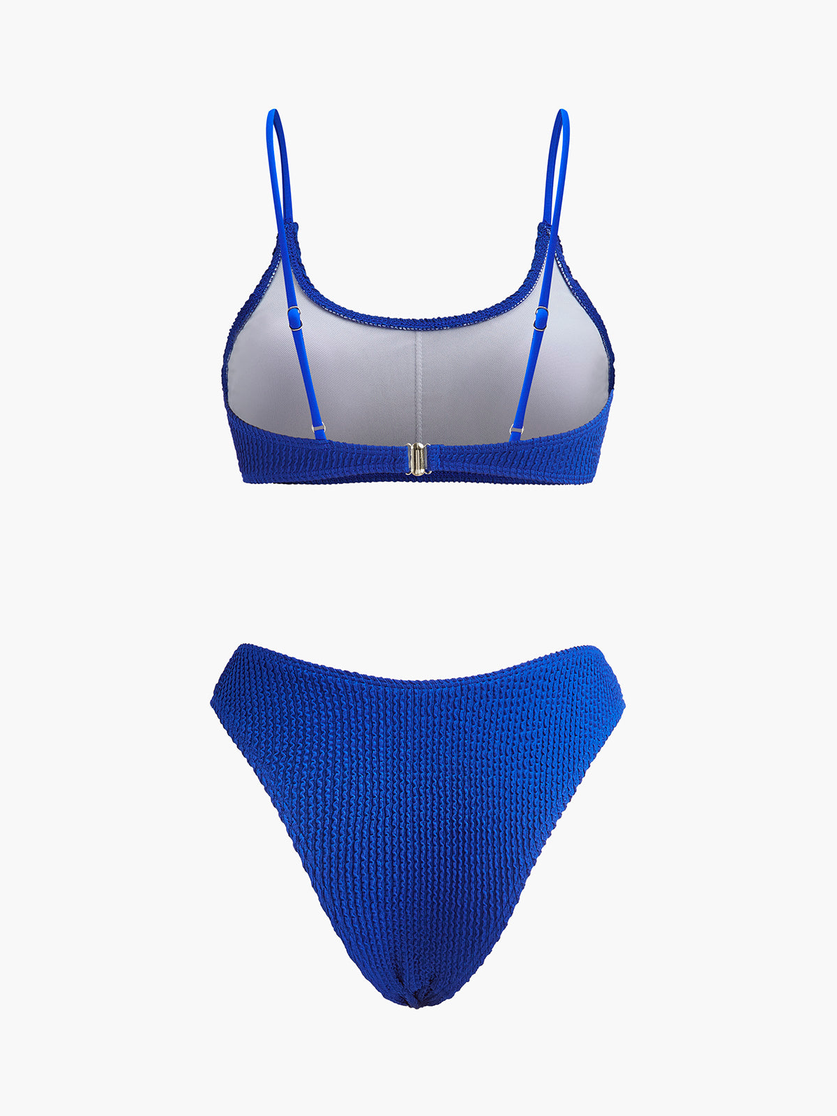 Strukturiertes, geripptes, hochgeschnittenes Bikini-Set 