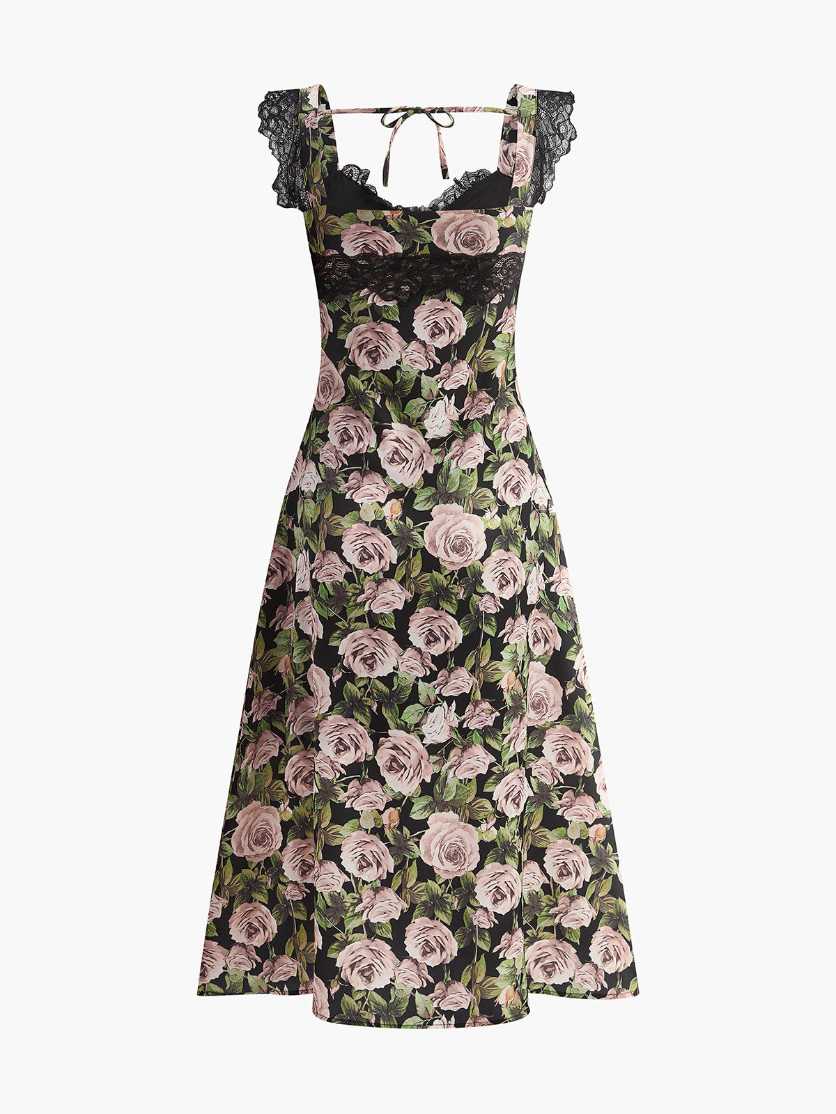 Kjole med blomstermønster og knyting bak 