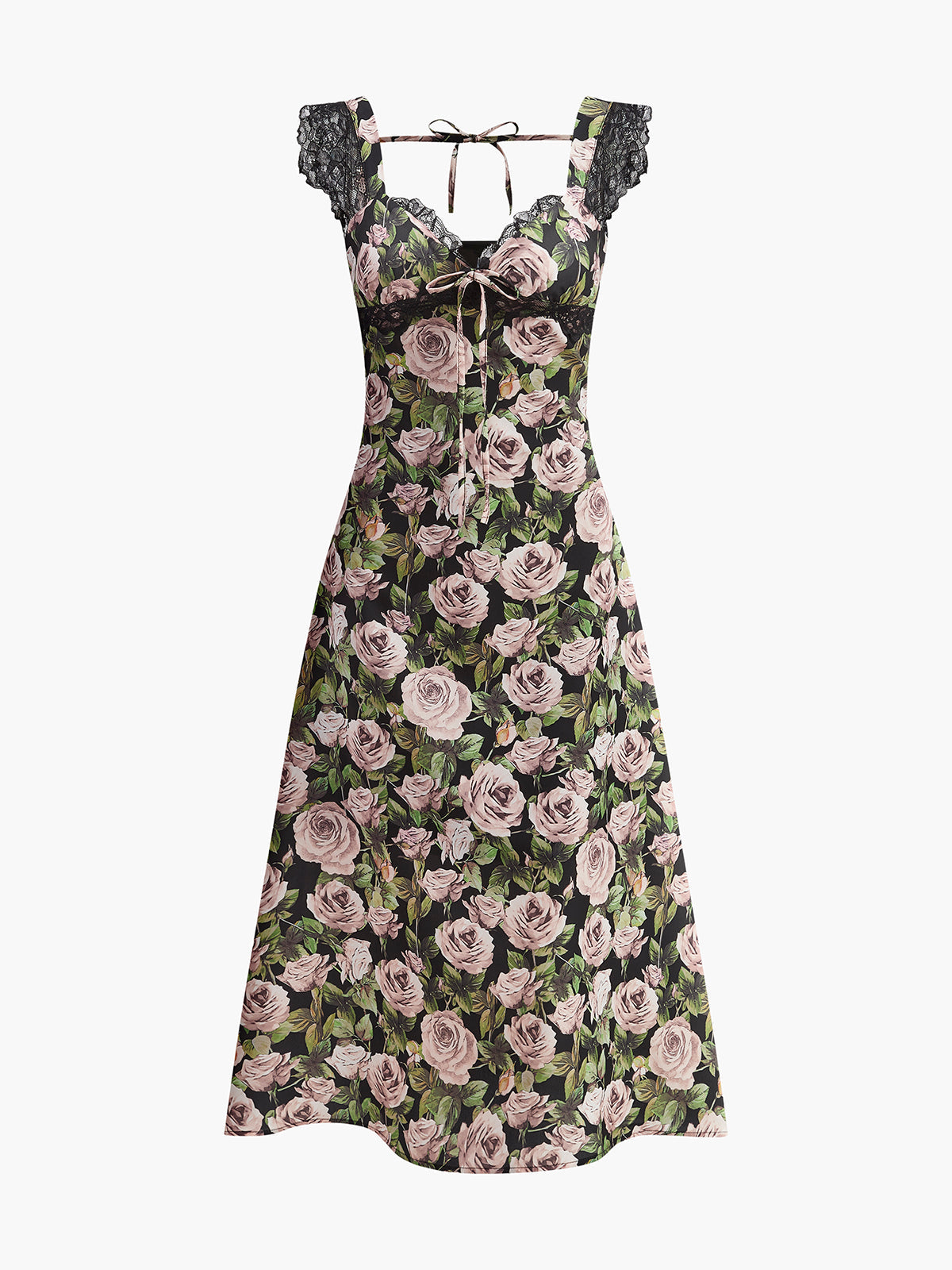 Kjole med blomstermønster og knyting bak 