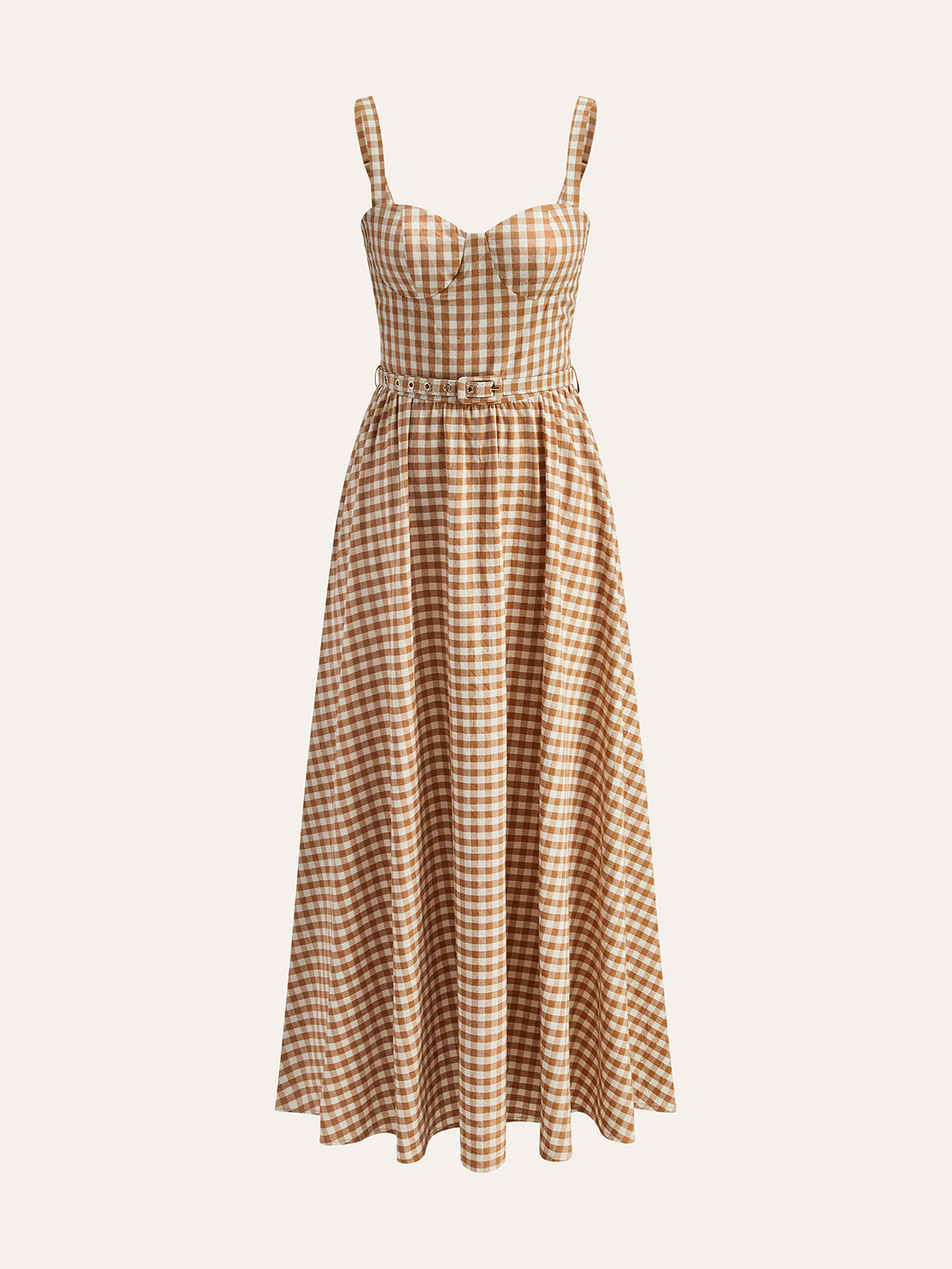Kjole med gingham-belte og bustier 