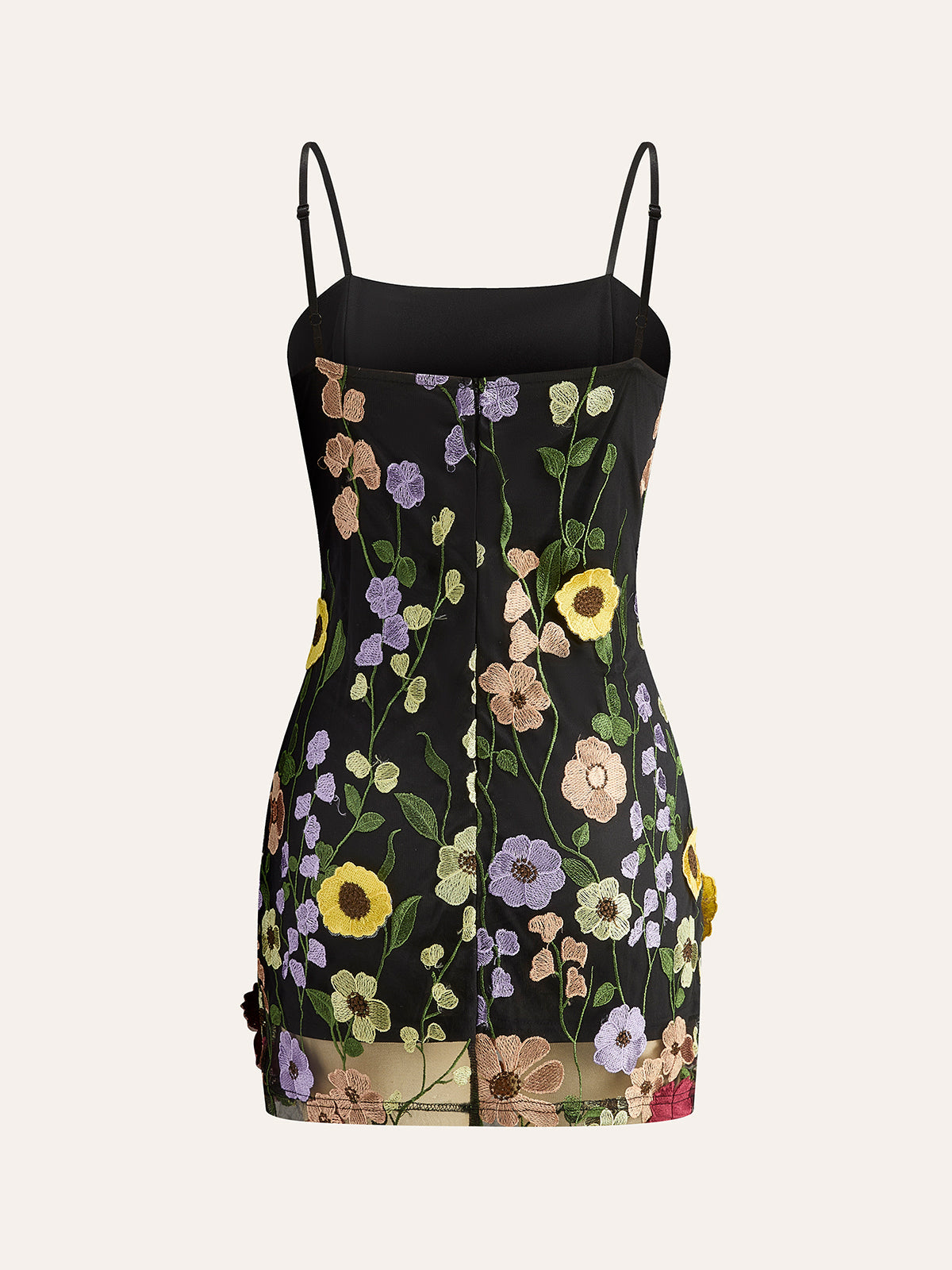 Fargerik blomsterbrodert nettingkjole 