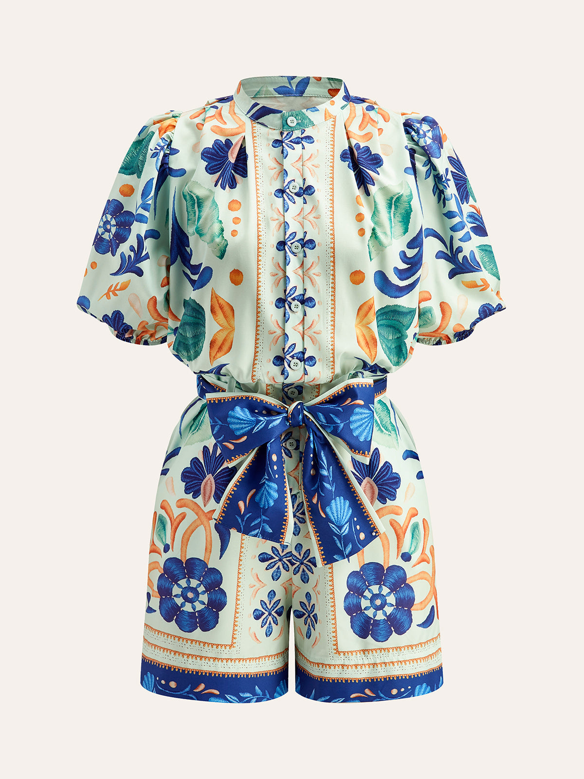 Floral Print Tie-Waist Jumpsuit