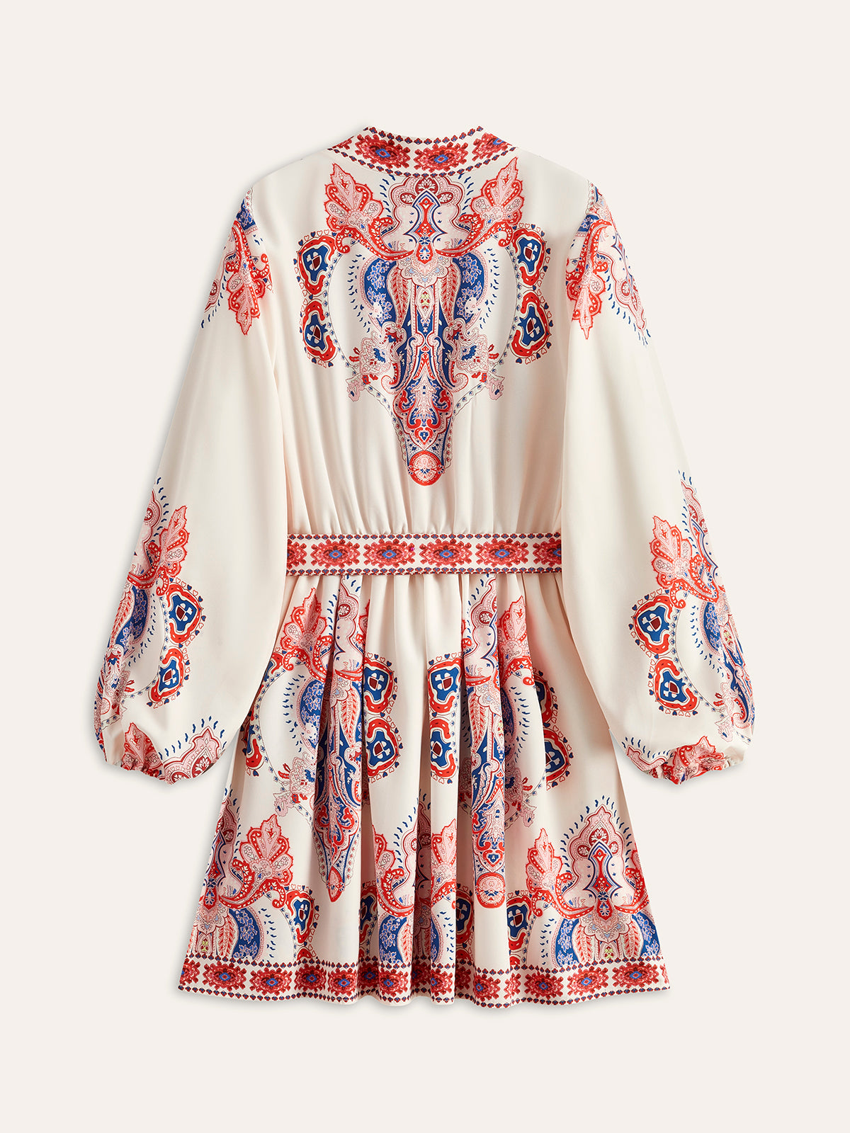 Blomsterprint kjole med knapper og belte 