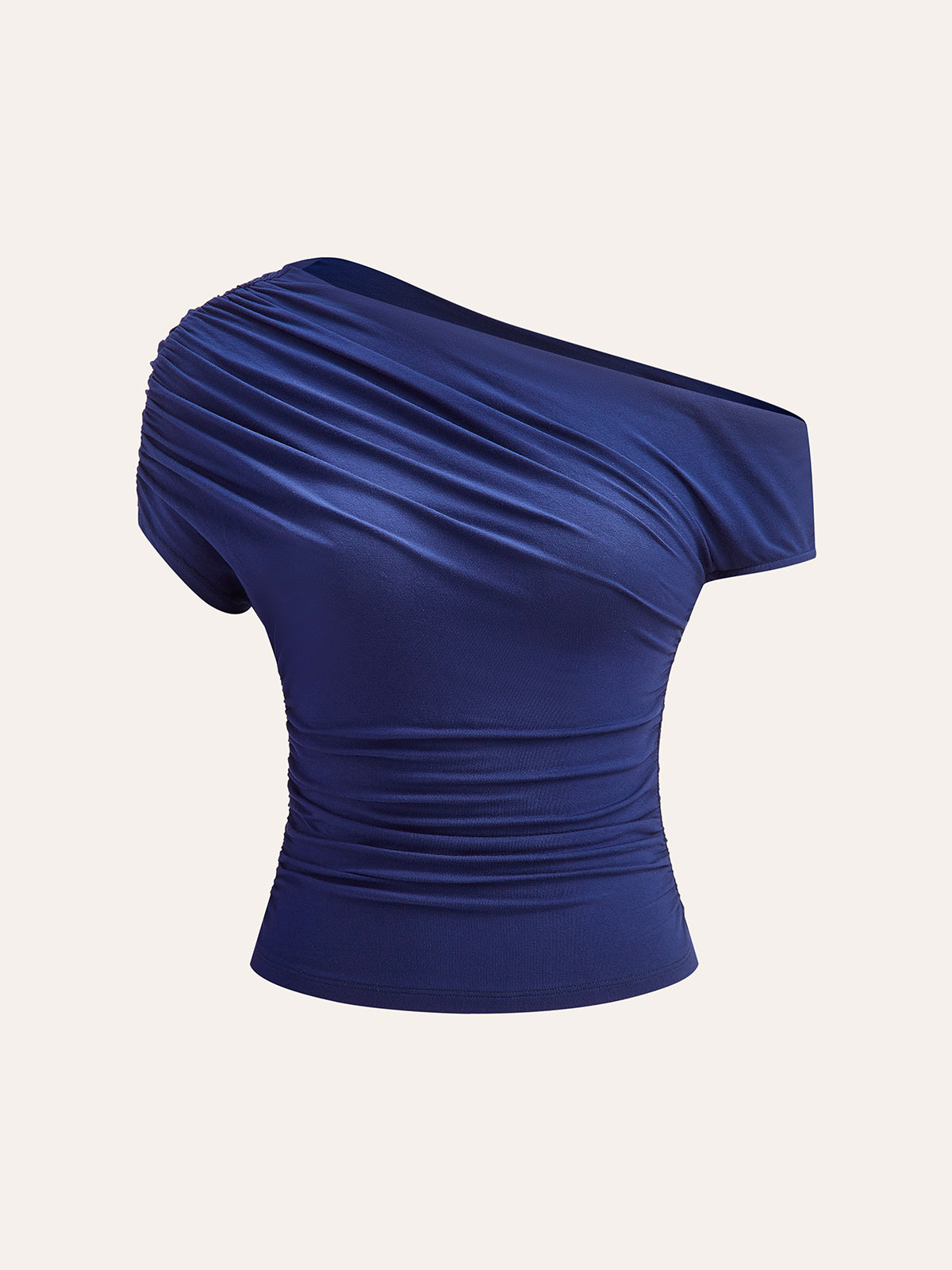 Asymmetrical Off-Shoulder Ruched Top
