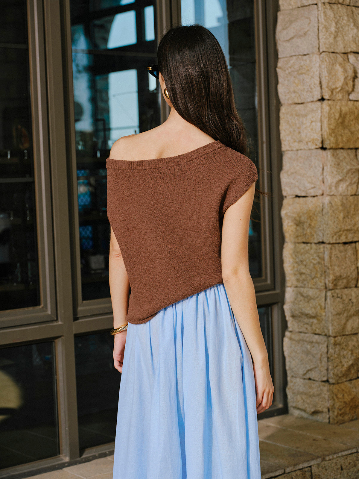Cotton Off-Shoulder Knit Top