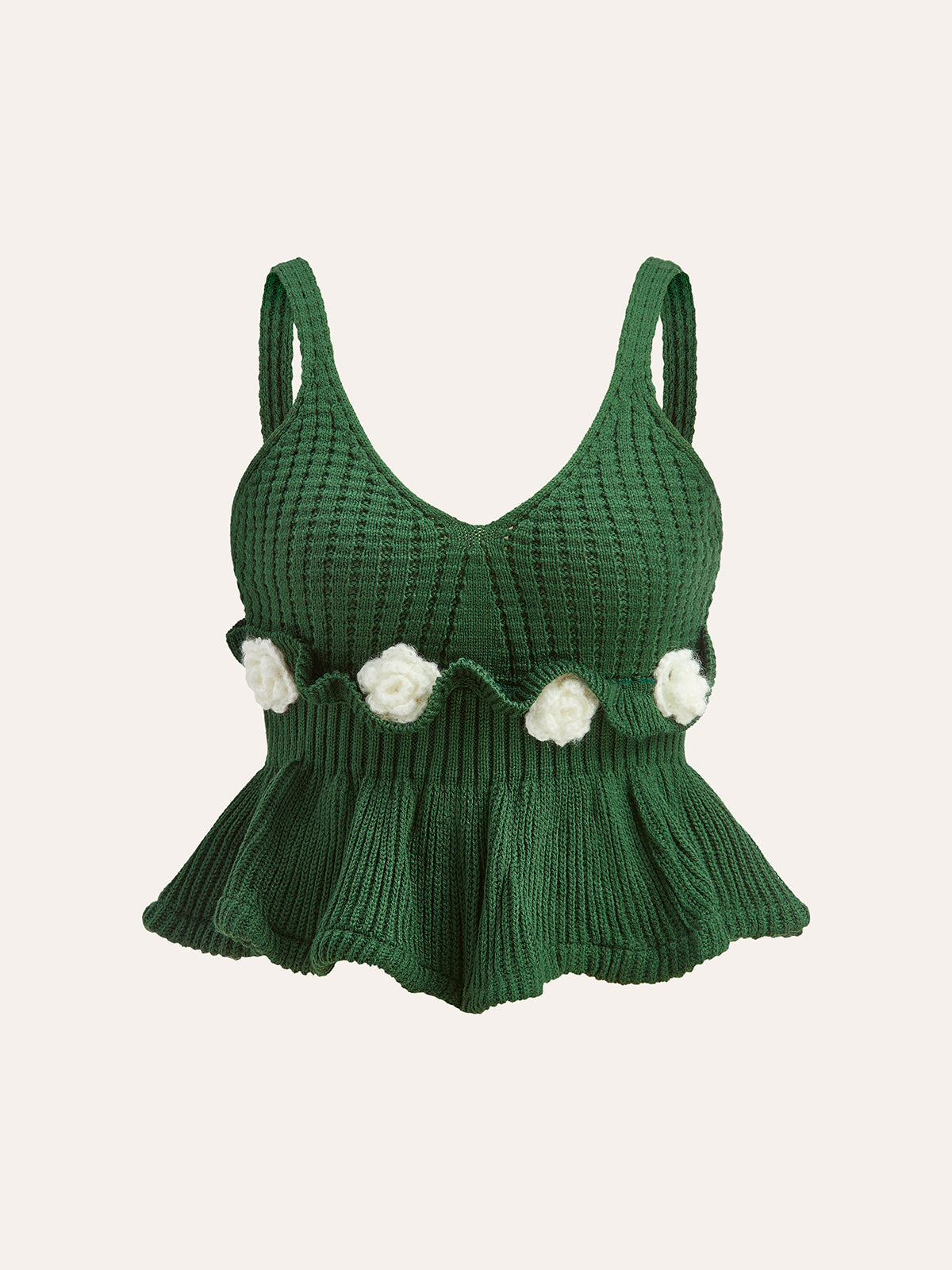 3D Crochet Flower Peplum Sweater Vest