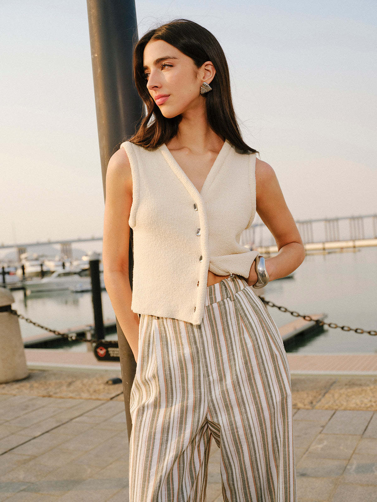 Button Front Sweater Vest
