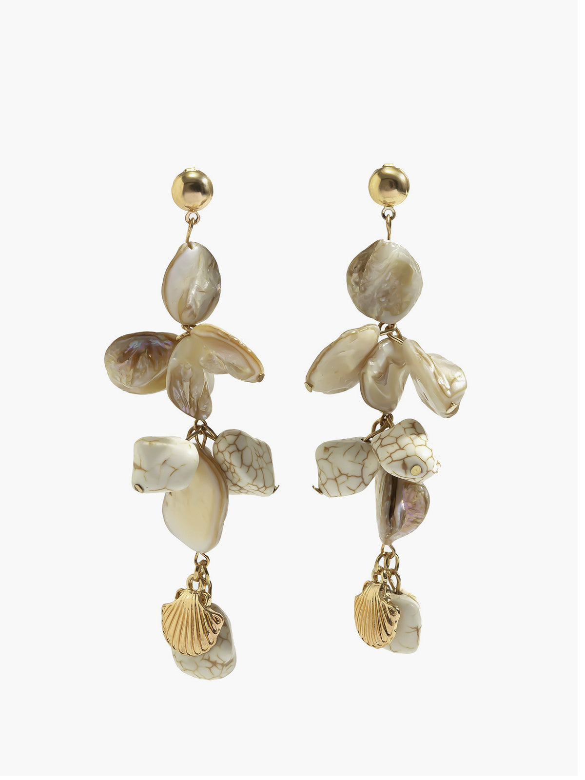 Shell & Bead Drop Earrings