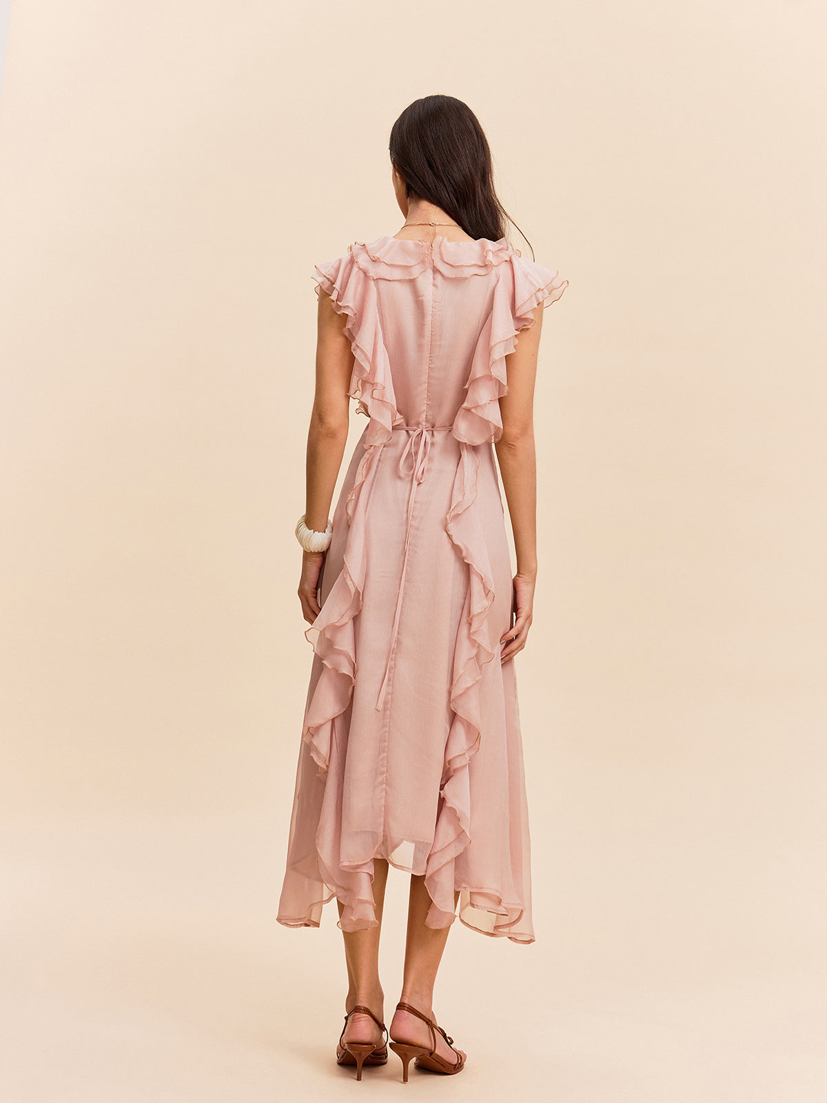 Semi-Sheer Ruffle Detail Dress