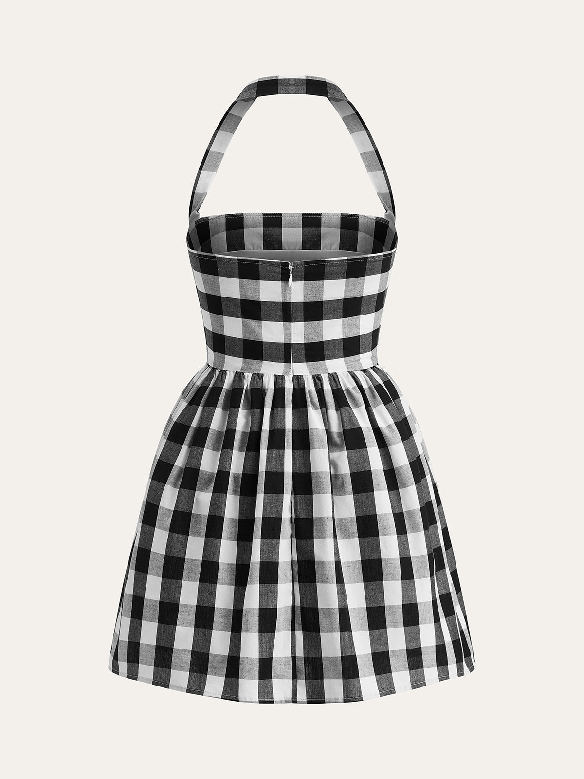 Rutete Halter Flare Kjole 