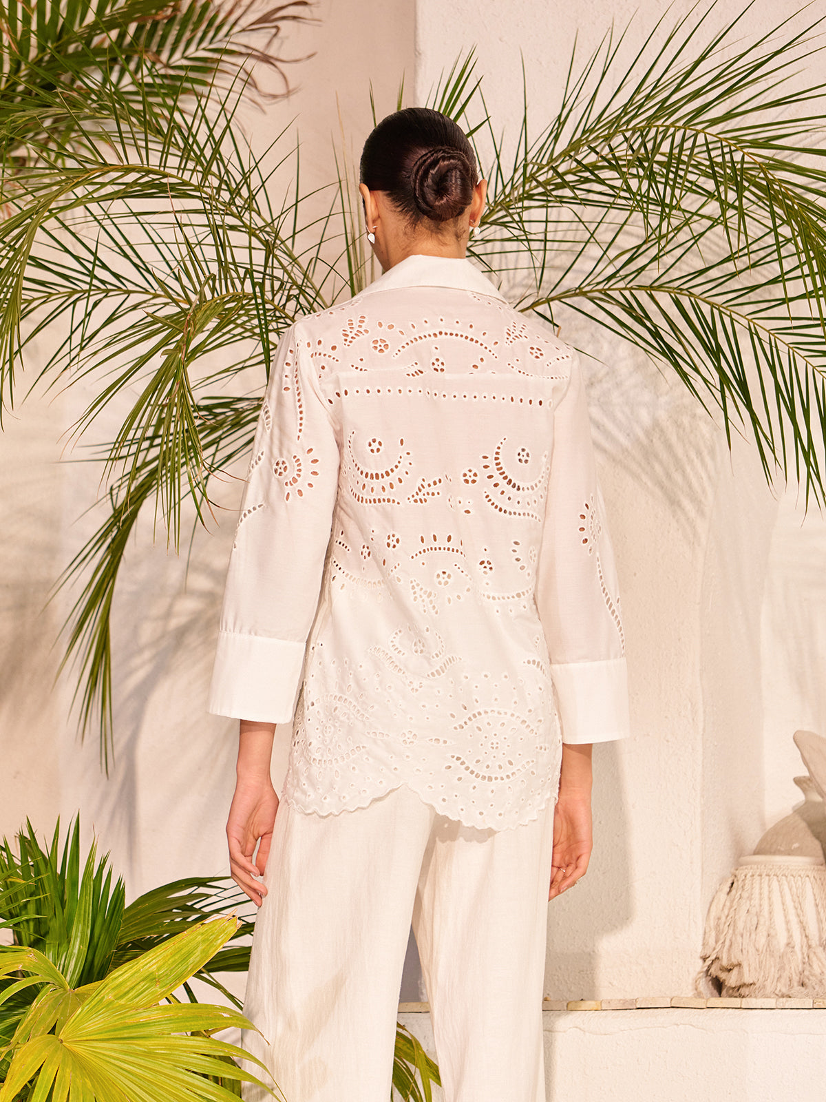 Cotton Eyelet Embroidered Semi-Sheer Top