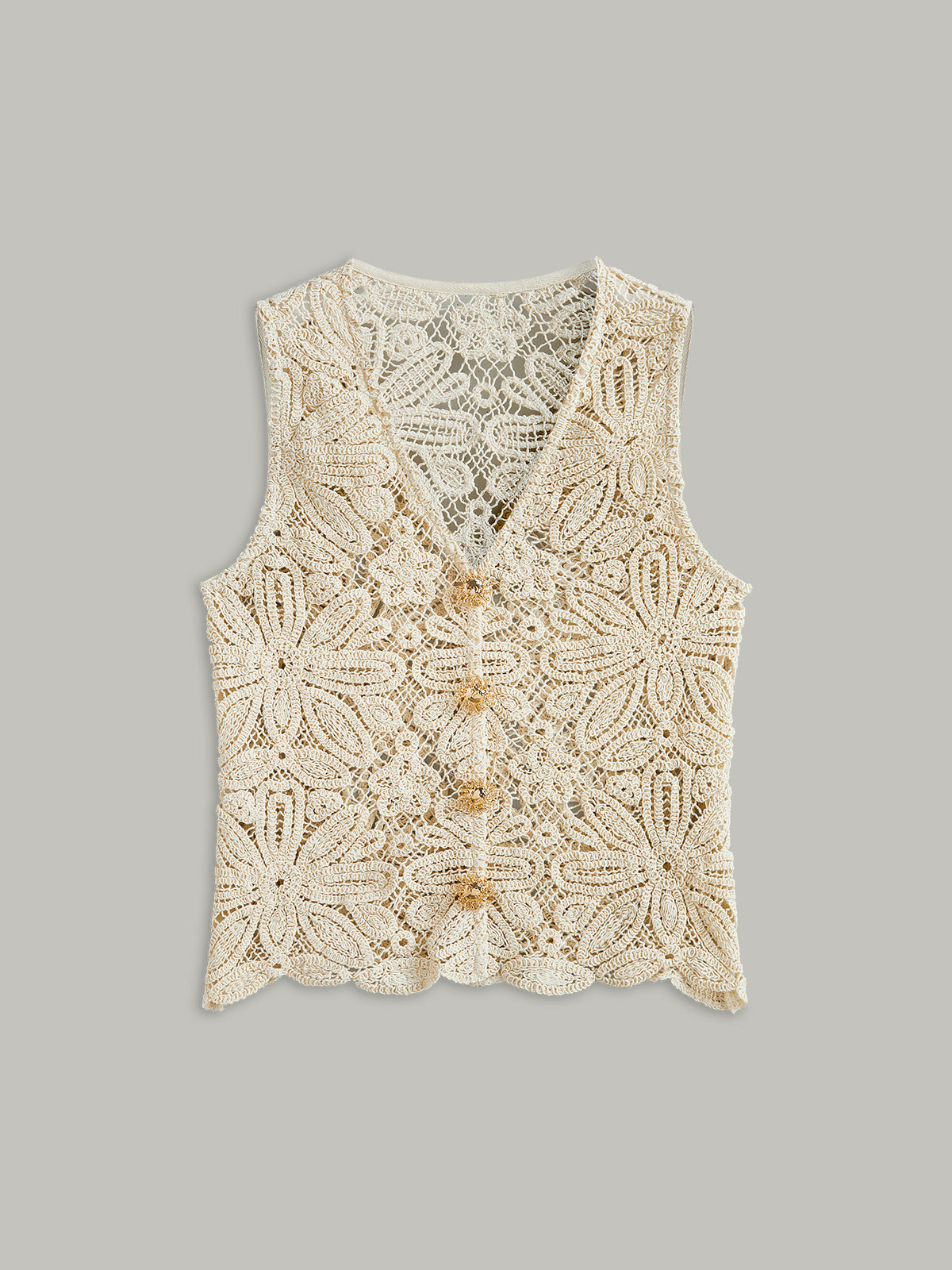 Cotton Crochet Lace Sheer Vest Top